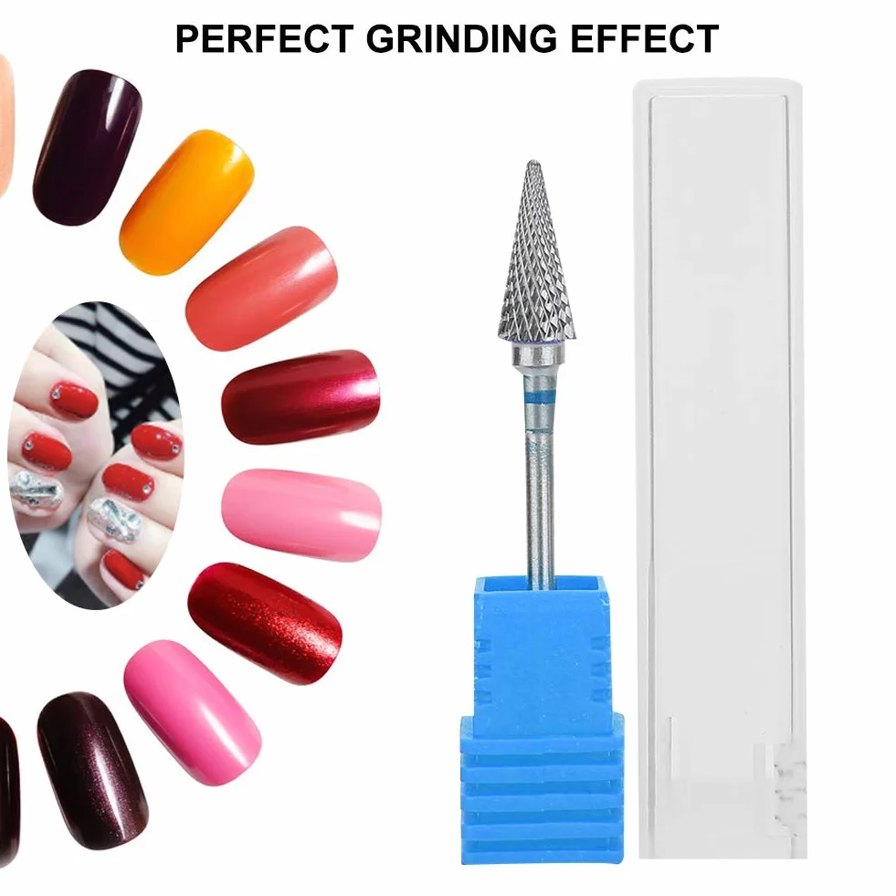 Wiertła do Paznokci Wiertło do Paznokci ze Stali Wolframowej Frez Diamentowy do Pedicure Manicure Żel do Usuwania Akrylowy Naskórek (niebieska etykieta)