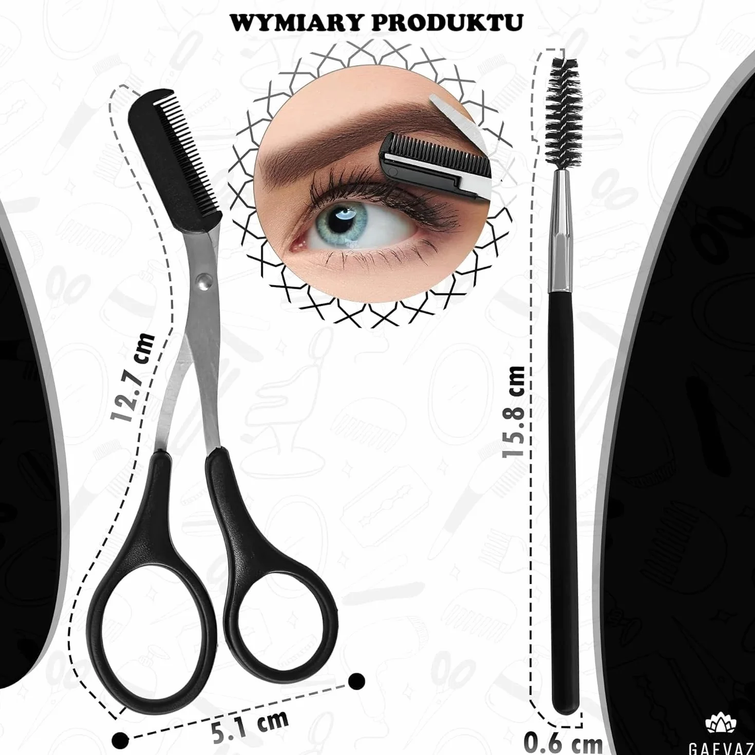 Nożyczki do cięcia brwi z wyjmowanym grzebieniem + szczotka do stylizacji brwi i rzęs | Profesjonalny kubek domowy idealny dla kobiet i mężczyzn