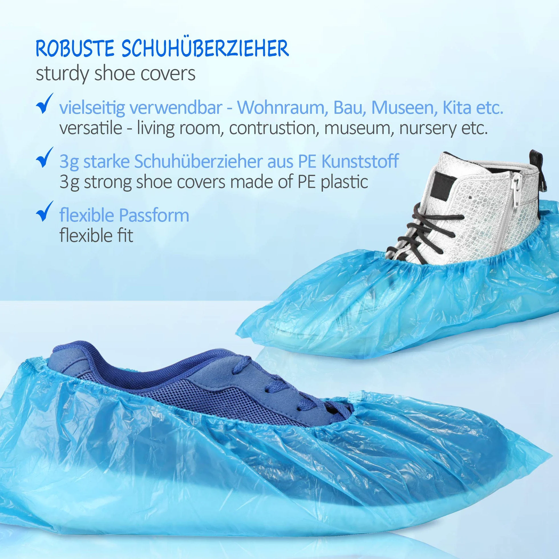 com-four® foliowe ochraniacze na buty - 100x 3g jednorazowe nakladki na obuwie - plastikowe nakladki - wodoodporne - uniwersalny rozmiar