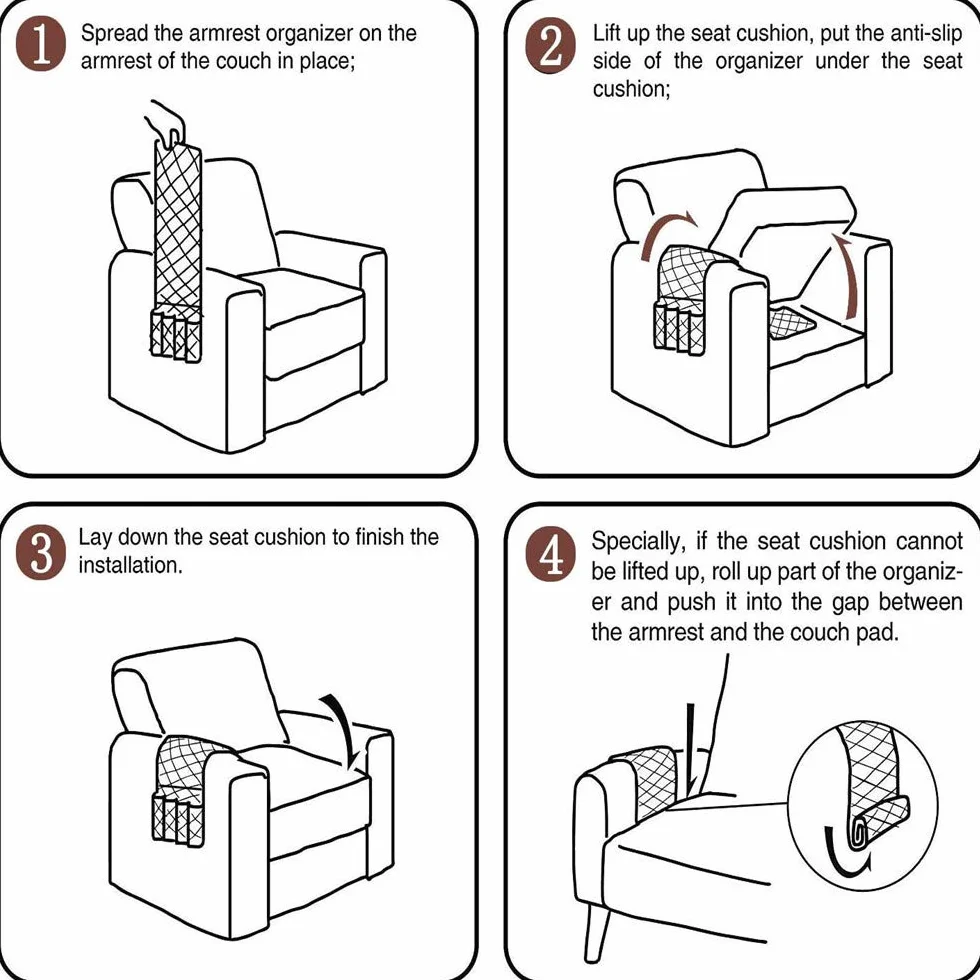 podłokietnik sofa organizer na sofę fotel Caddy krzesło stabilne łóżko torba do przechowywania wiszący podłokietnik z kieszeniami na pilot do telefonu IPad, książka, czasopisma