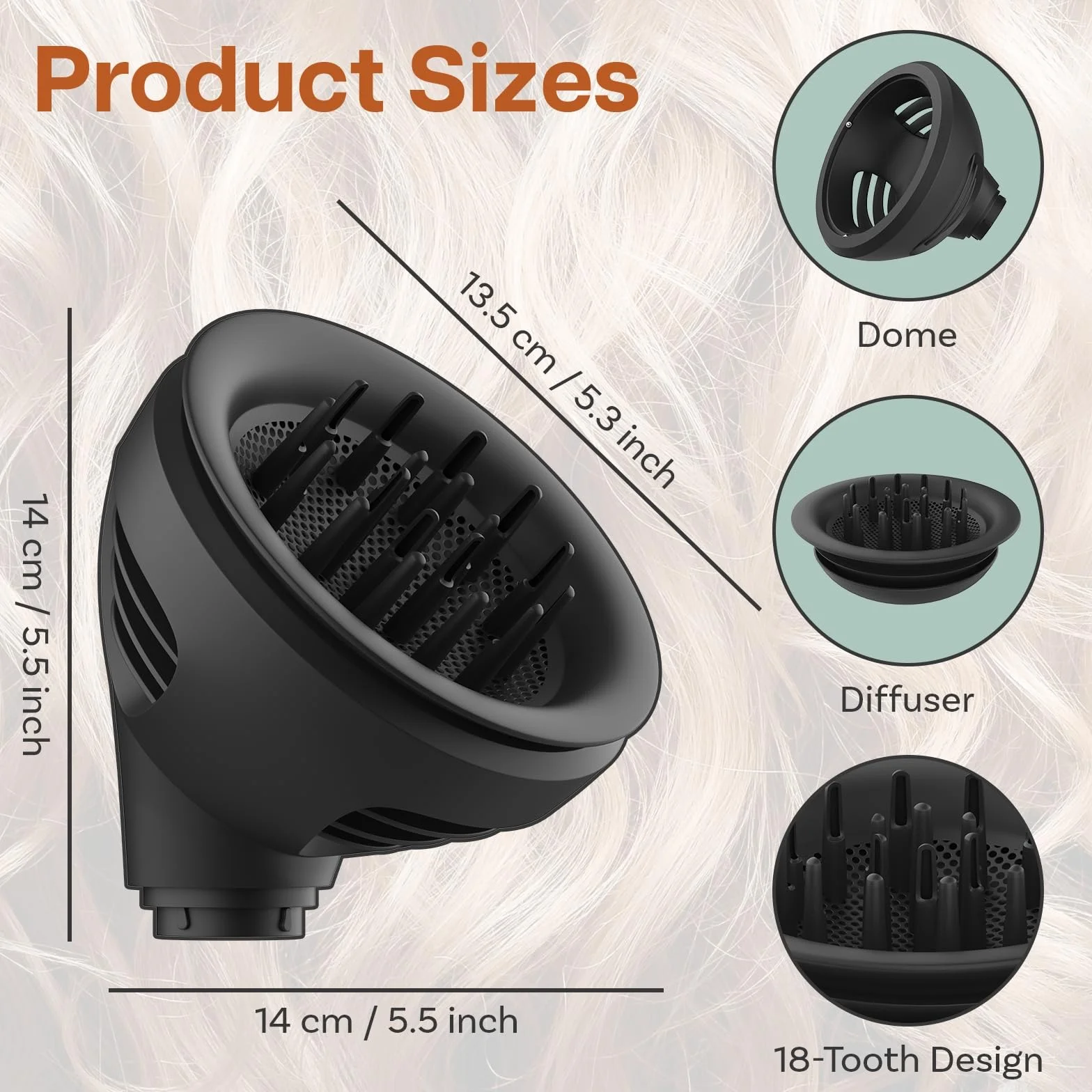 Wave Curl Dyfuzor do Dyson Airwrap by MMOBIEL – Kompatybilny Dyfuzor HS01 HS05 HS08 – Podwójny Przepływ Powietrza i Tryby Dyfuzji dla Zdefiniowanych Loków, Objętości i Fal – Szary