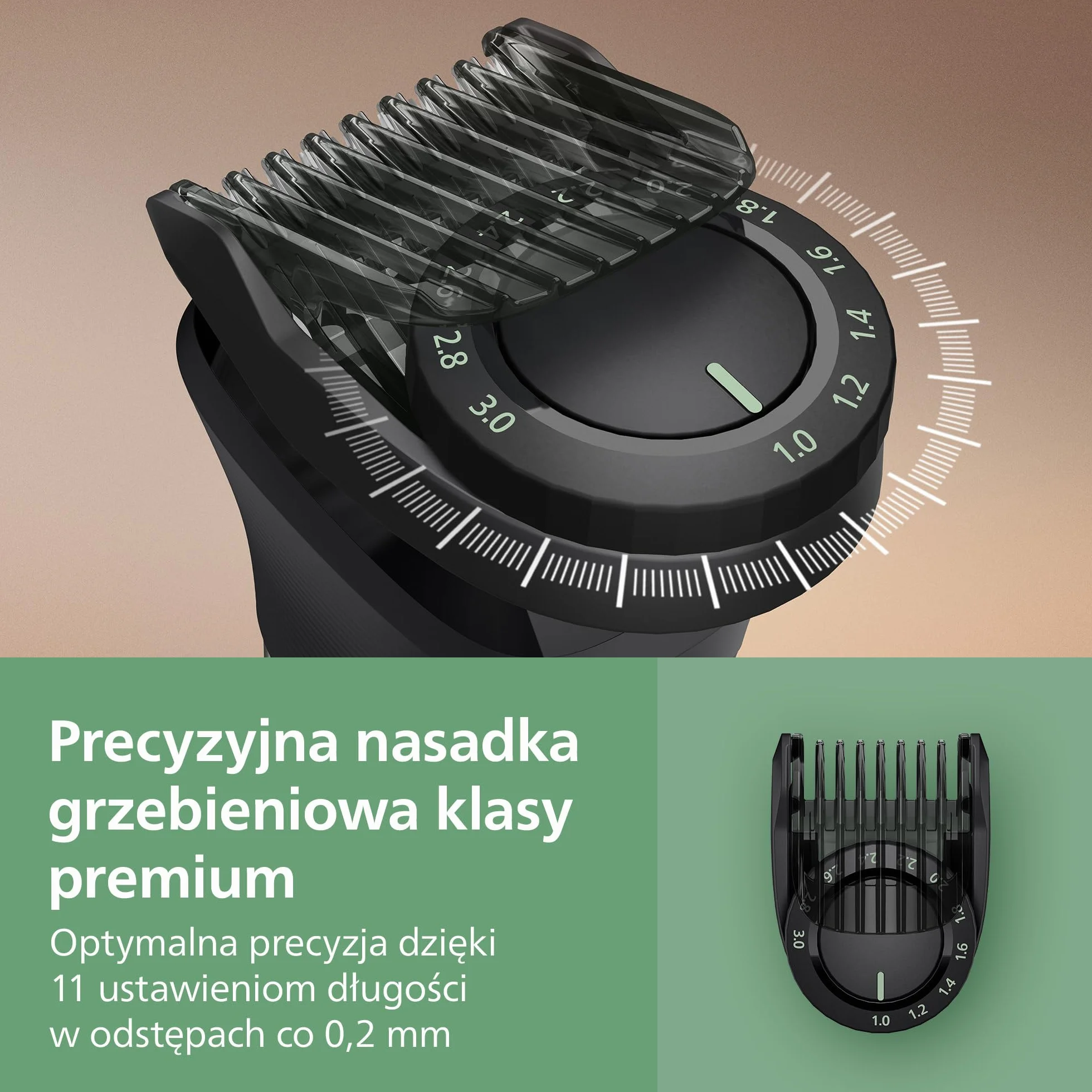 17-elementowy trymer Philips Multigroom All-in-One z serii 7000: trymer do twarzy, głowy i ciała, samoostrzące się metalowe ostrza, 26 ustawień długości (0,5-20 mm), model MG7961/15