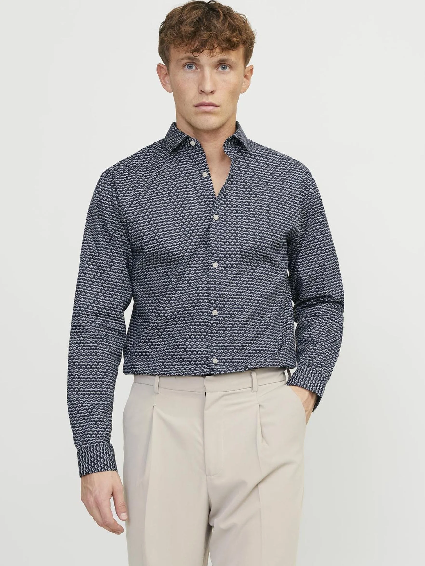 JACK & JONES Koszula Mężczyźni Jprblablackpool Stretch Shirt Ls Ss24 Sn