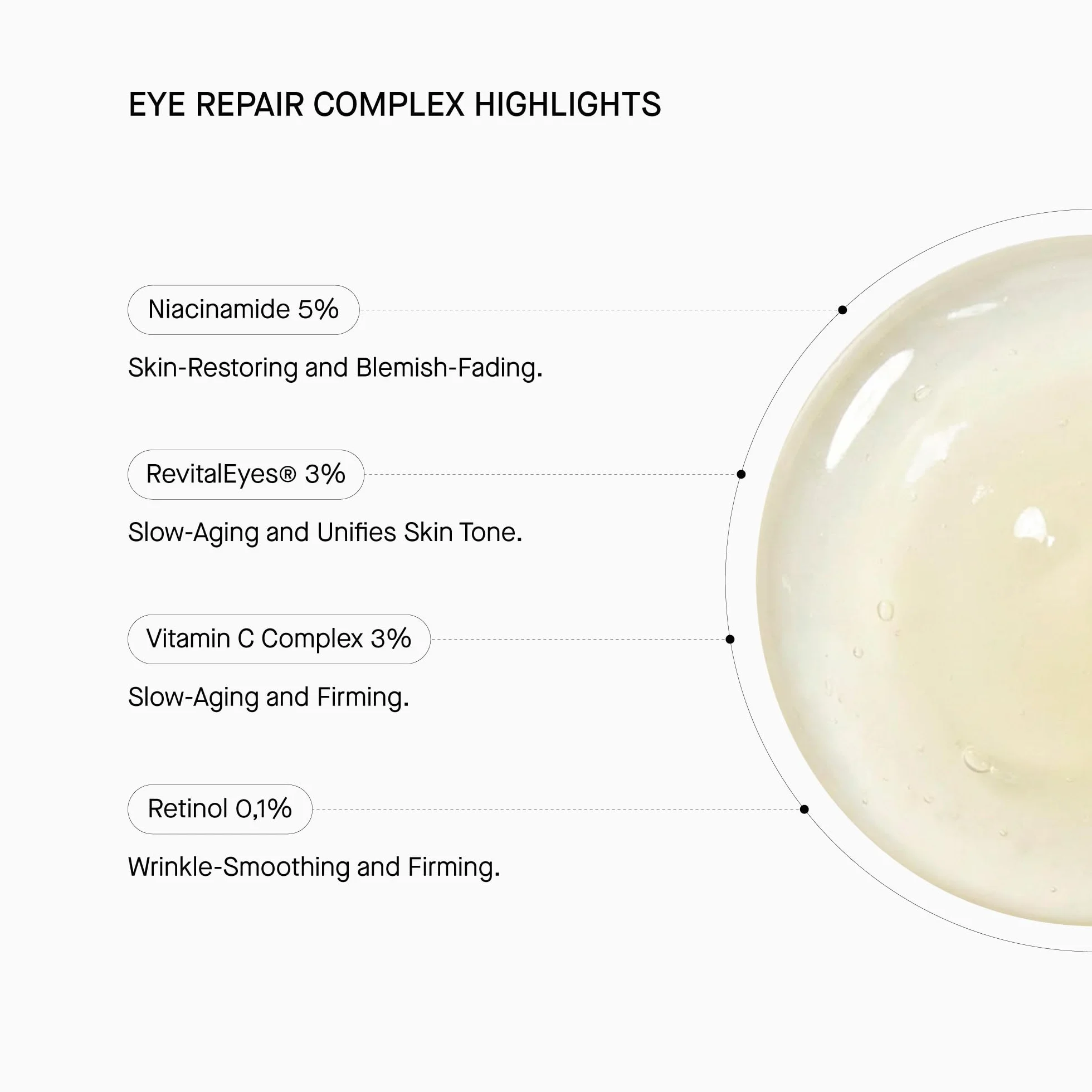 Transparent Lab Eye Repair Complex Eye Contour 15ml – Anti-aging and Moisturizing Night Serum, Reduces Dark Circles, Hydrates and Stimulates Collagen for a Rested and Firm Look