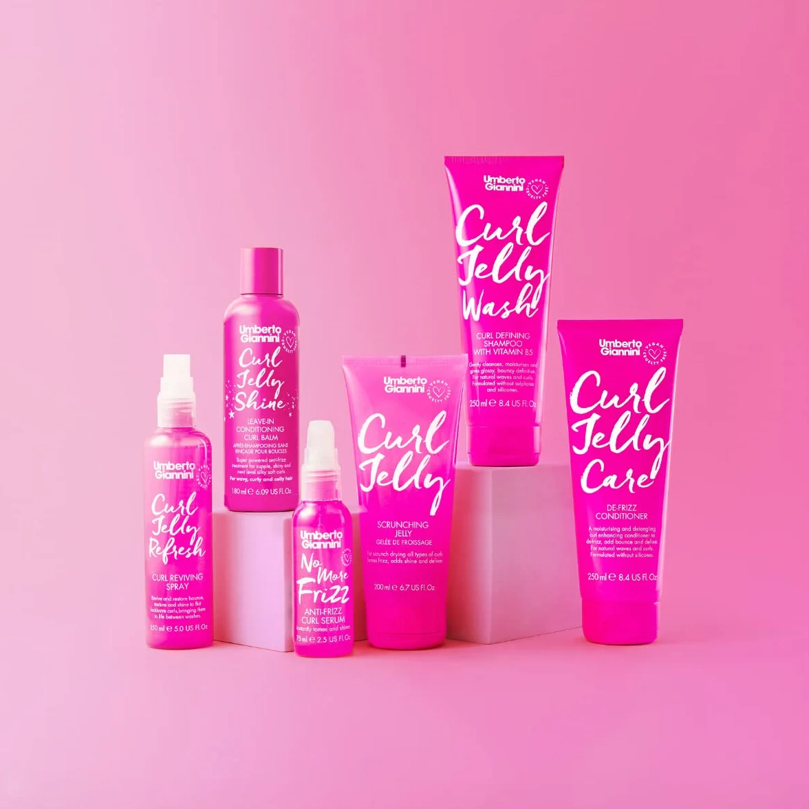Umberto Giannini Your Best Curls Wash and Styling Curl Jelly zestaw upominkowy - wegański i wolny od okrucieństwa zestaw do fal, loków i zwojów (pudełko upominkowe, zestaw 6 produktów)