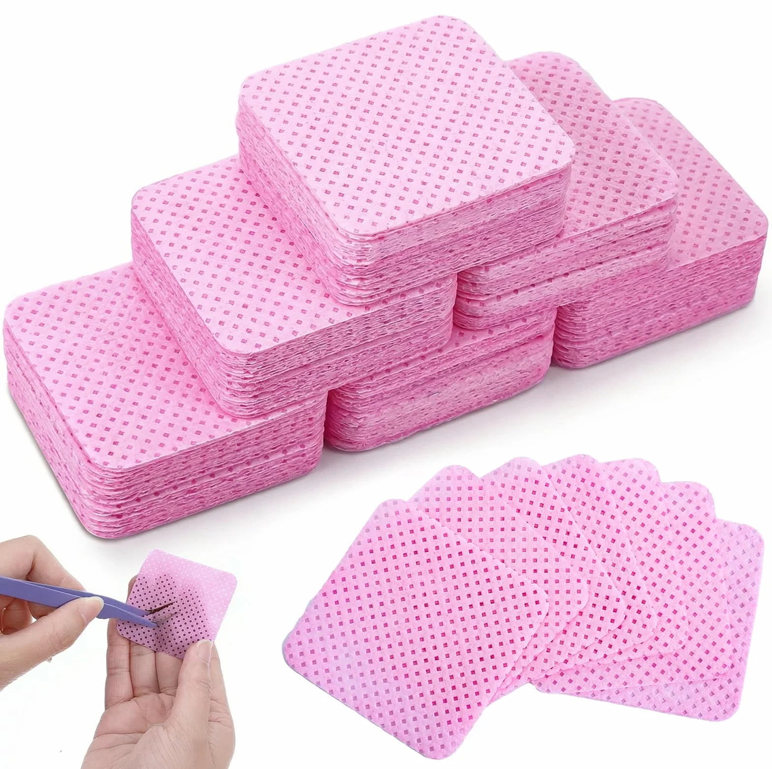 1000 sztuk wałków do paznokci, Lint Free Nail Chusteczki do paznokci żelowych, do czyszczenia paznokci żelowych, niestrzępiące się waciki do manicure i masażu stóp (różowe)
