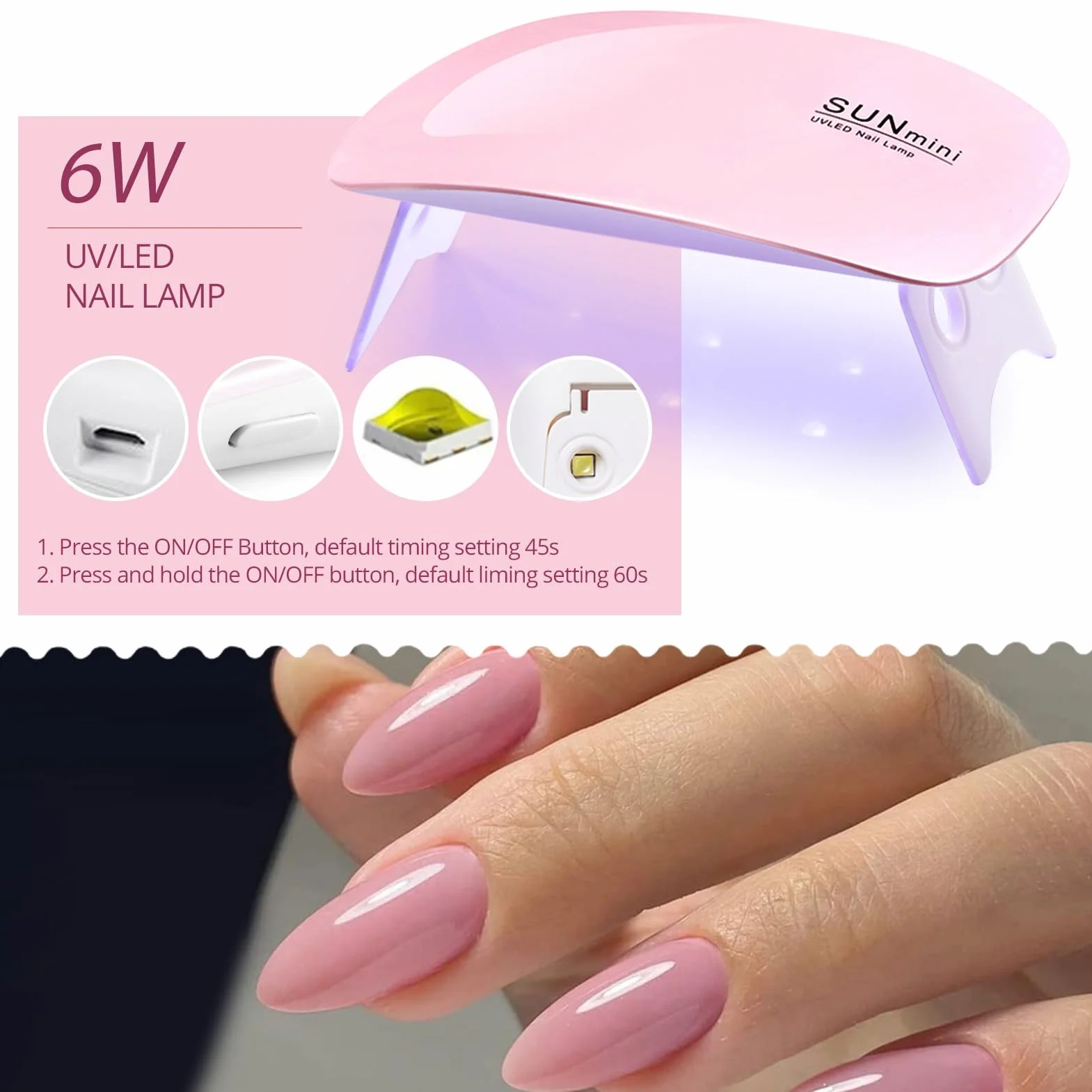 UR SUGAR Zestaw startowy Polygel z lampą UV, zestaw 6 kolorów żelu do paznokci, różowy brokatowy zestaw żelu do paznokci, zestaw startowy do paznokci żelowych, zestaw do przedłużania paznokci z