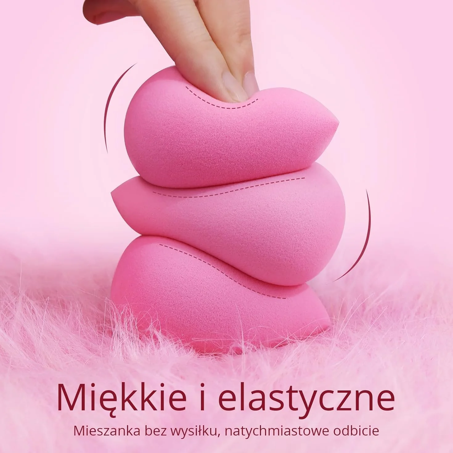 BEAKEY 6-częściowy zestaw gąbek do makijażu, różowa gąbka do podkładu