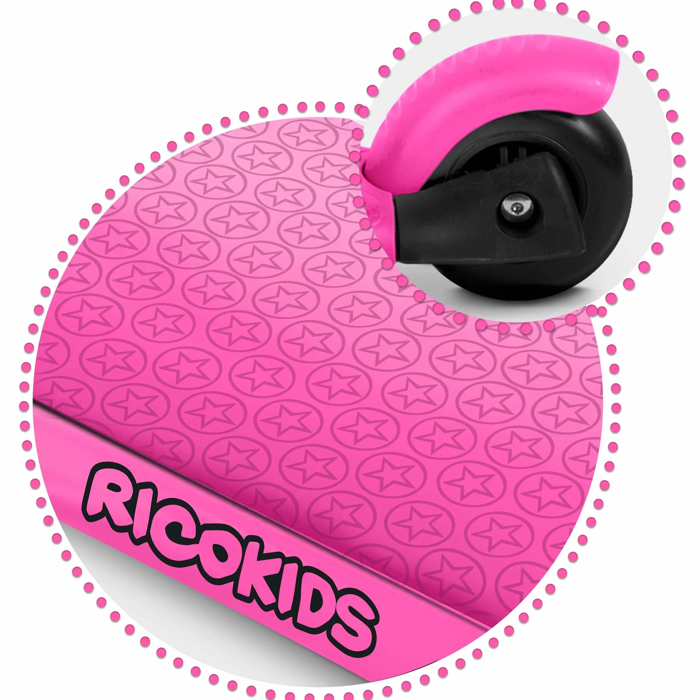 Hulajnoga trójkołowa dla dzieci 3w1 Buggy Ricokids balansowa z siedziskiem różowa