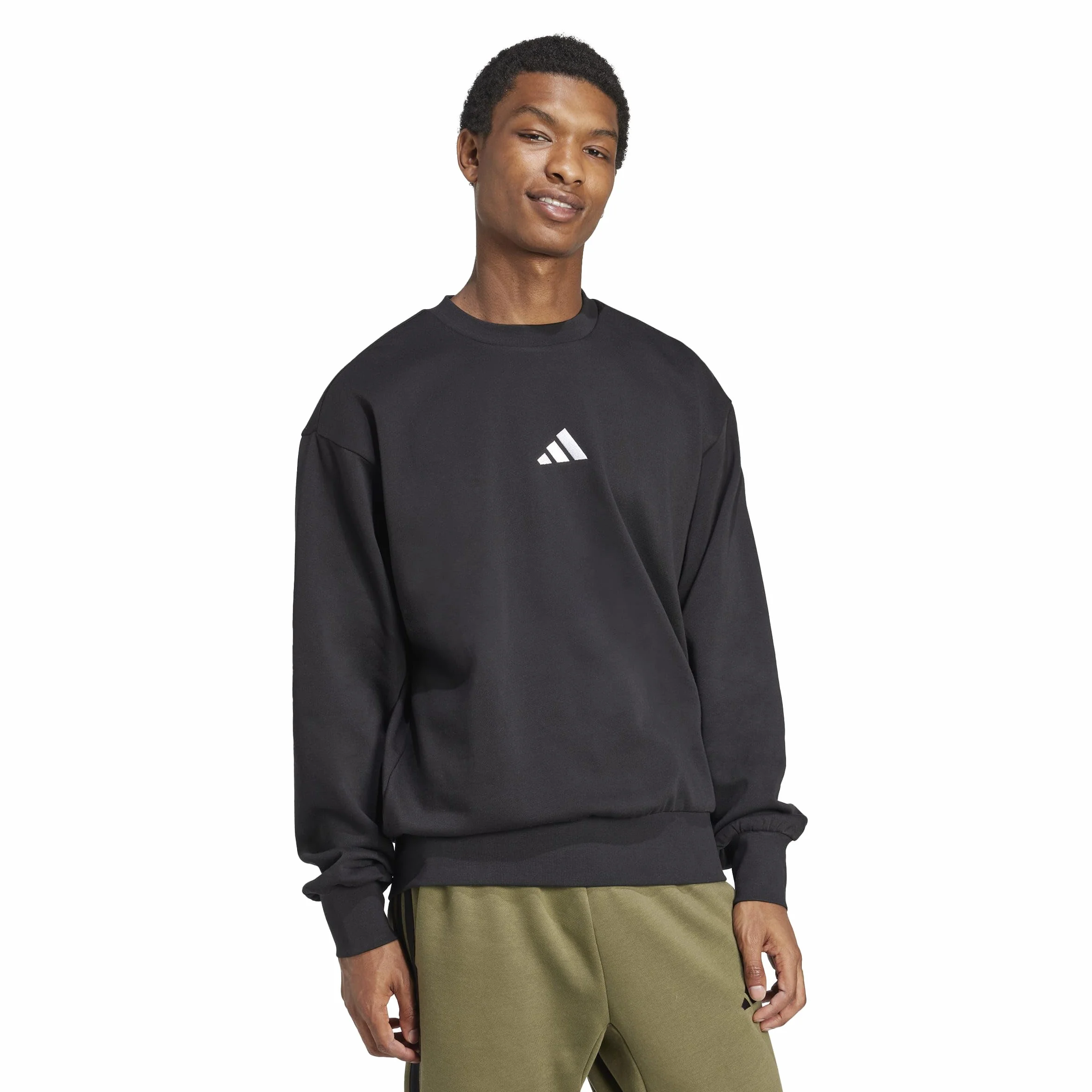 adidas Mężczyźni ESSENTIALS FEELCOZY FLEECE SWEATSHIRT, black/white, L