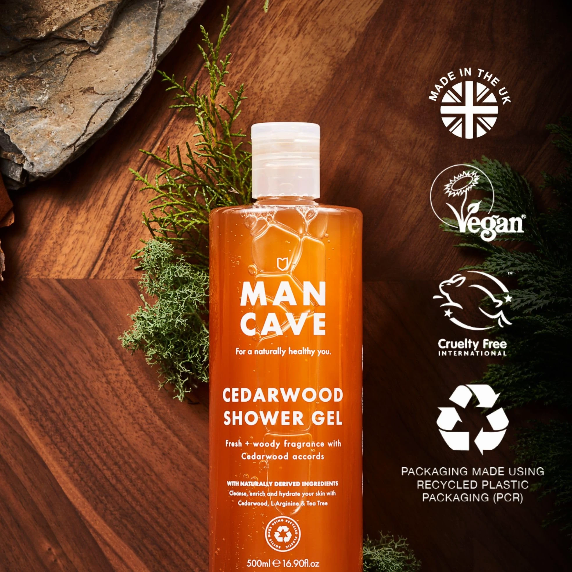 ManCave Zestaw Żeli pod Prysznic 4 x 500 ml Dzika Mięta Cytryna Dąb Cedr Sól Morska