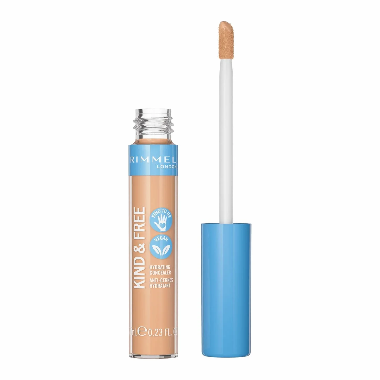 Rimmel KIND&FREE - wegański korektor nawilżający, płynny korektor do cieni pod oczami, testowany dermatologicznie, nr 10 Fair, 7ml