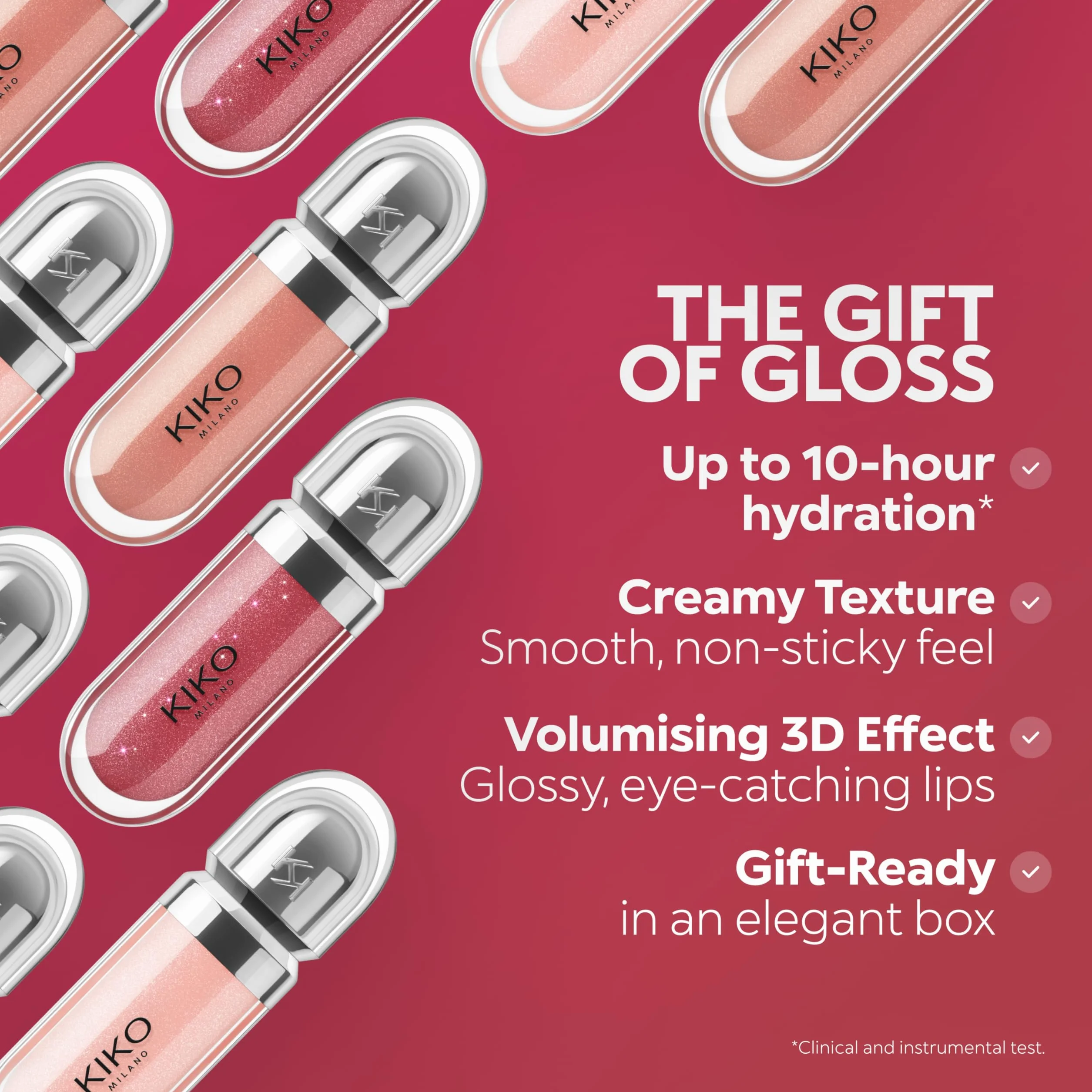 KIKO Milano Glossy Lip Set 03, Zestaw Do Ust: 3 Nawilżające Błyszczyki Do Ust Z Efektem Objętości 3D