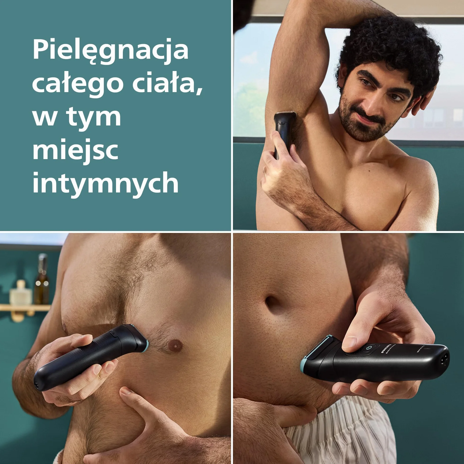 Philips Body Groomer Seria 5000 – trymer do ciała dla mężczyzn Triple Protect, precyzyjne i delikatne golenie okolic intymnych, pełni wodoodporny, działania wynosi 100 minut, model BG5470/15