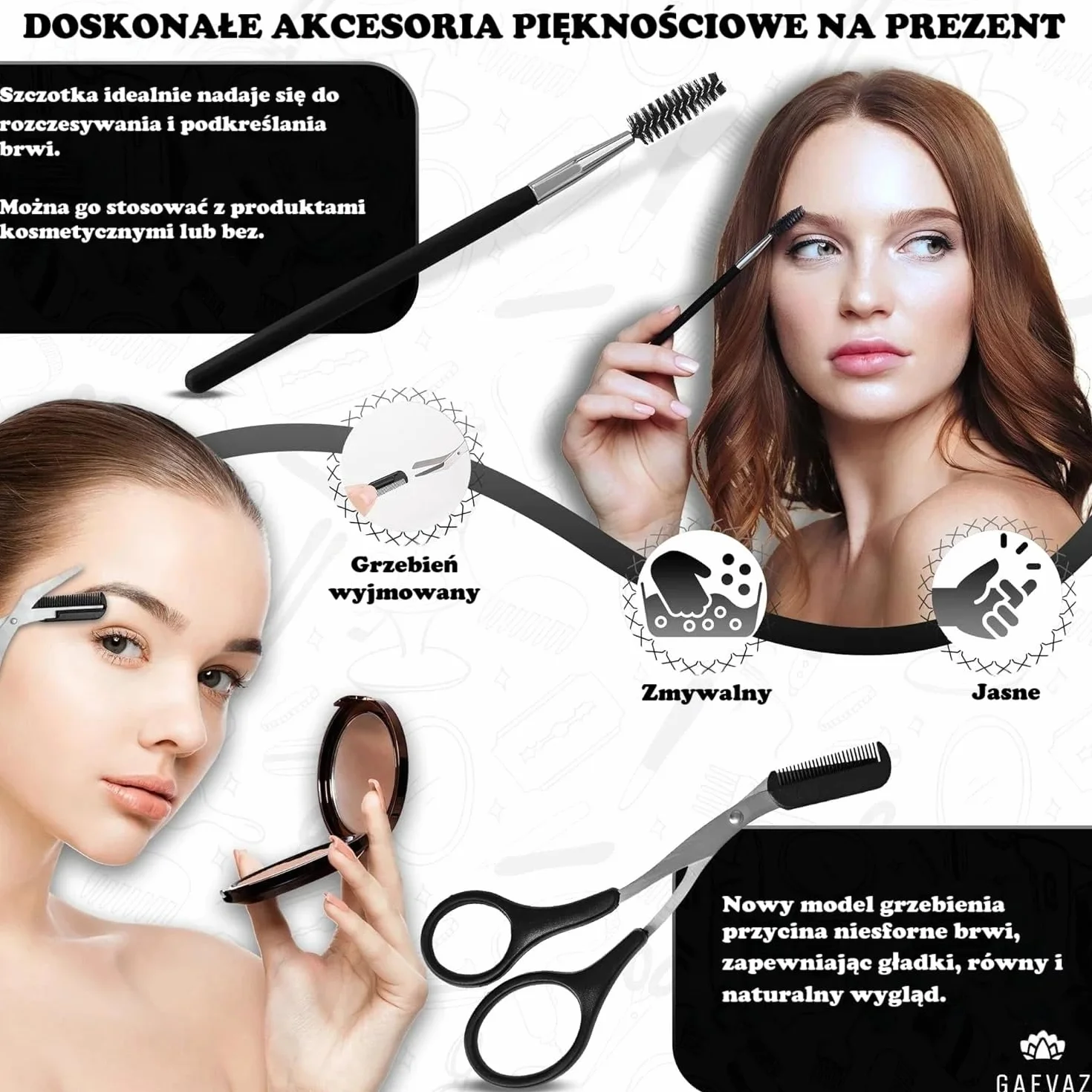 Nożyczki do cięcia brwi z wyjmowanym grzebieniem + szczotka do stylizacji brwi i rzęs | Profesjonalny kubek domowy idealny dla kobiet i mężczyzn