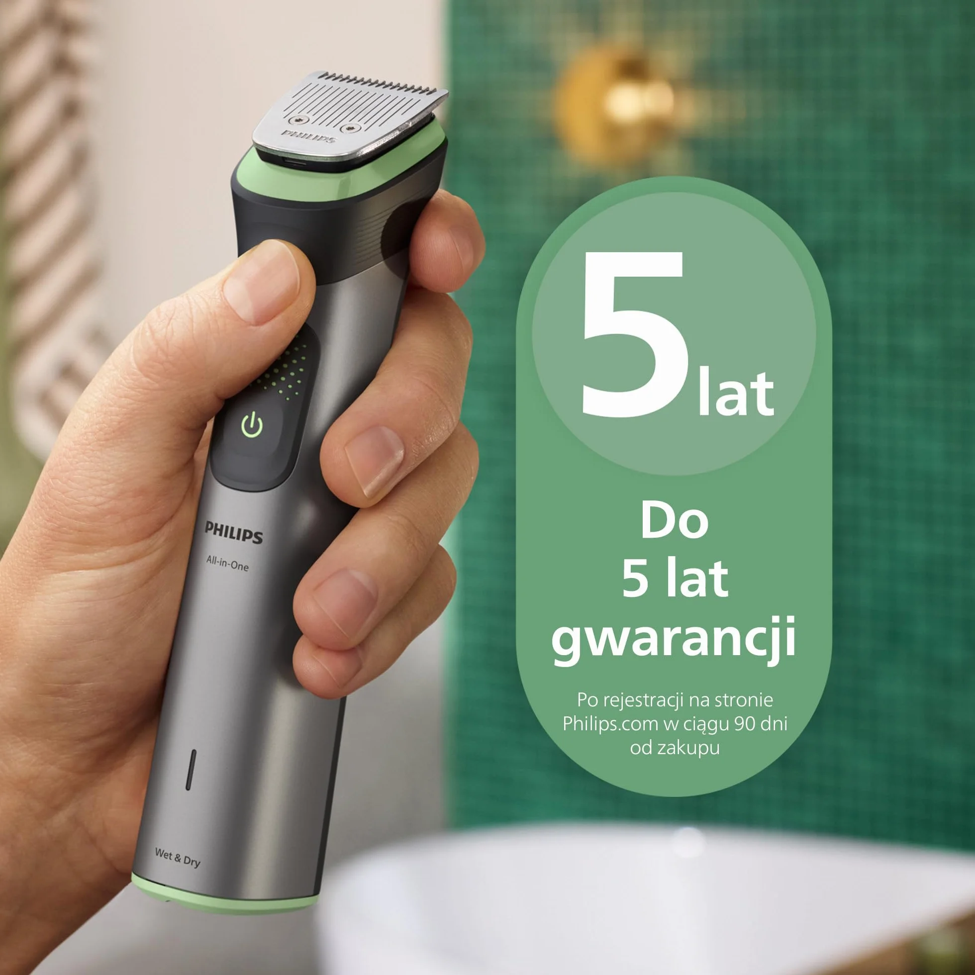 19-elementowy trymer Philips Multigroom All-in-One z serii 7000: trymer do twarzy, głowy i ciała, samoostrzące się metalowe ostrza, 26 ustawień długości (0,5-20 mm), model MG7962/30