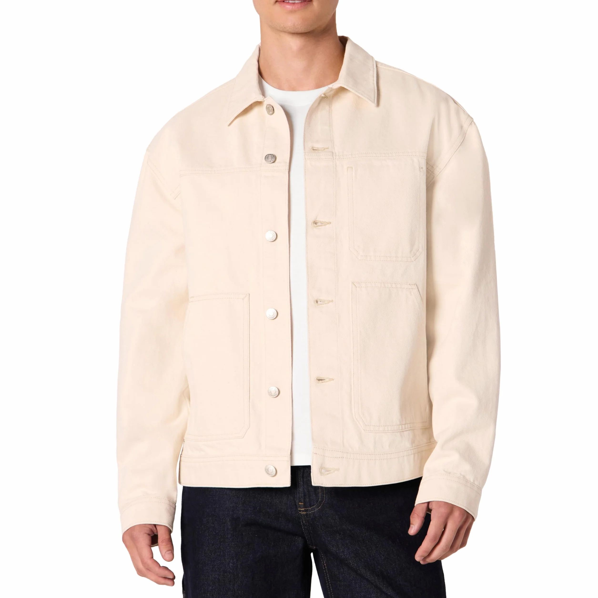 Amazon Essentials Męska kurtka sportowa Rigid Denim Relaxed-Fit