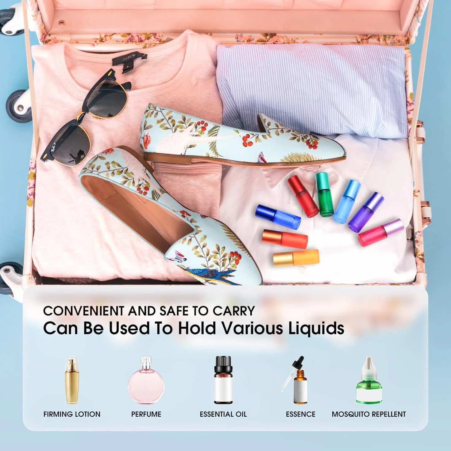 Kolorowe szklane butelki Roll-On 5 ml puste fiolki z kulką ze stali nierdzewnej do olejków eterycznych