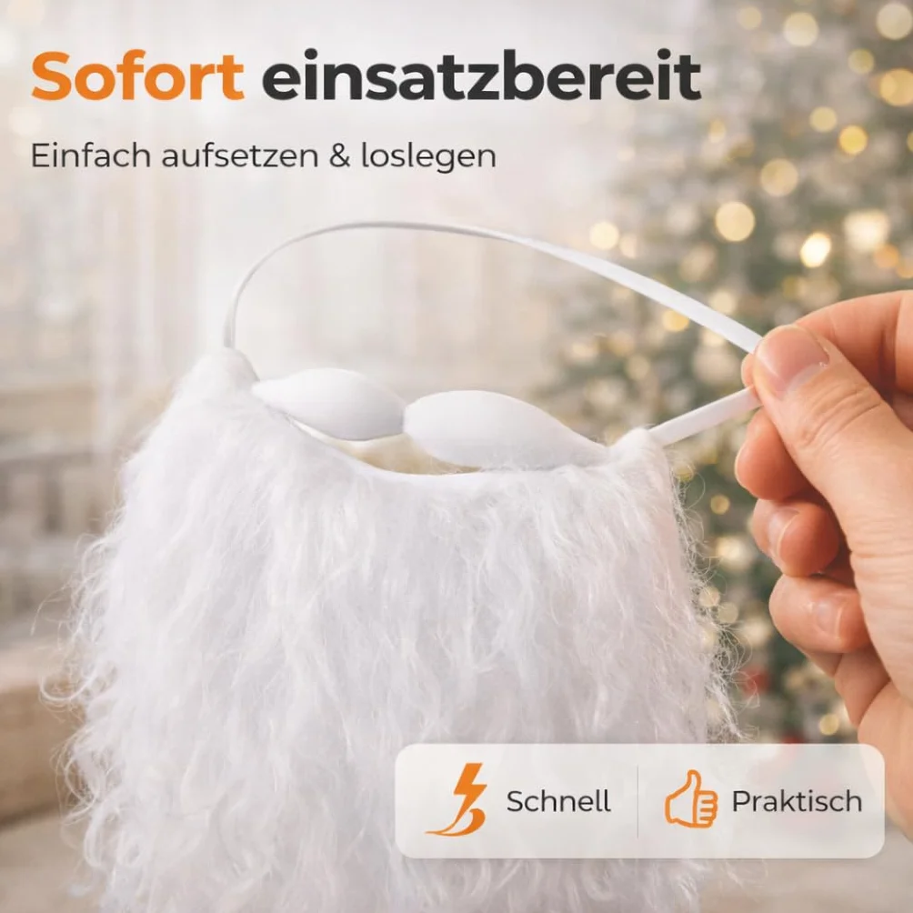 MERRYXMAS 6 x broda Biała do przebrania za mikołaja - akcesoria Świętego Mikołaja - Boże Narodzenie