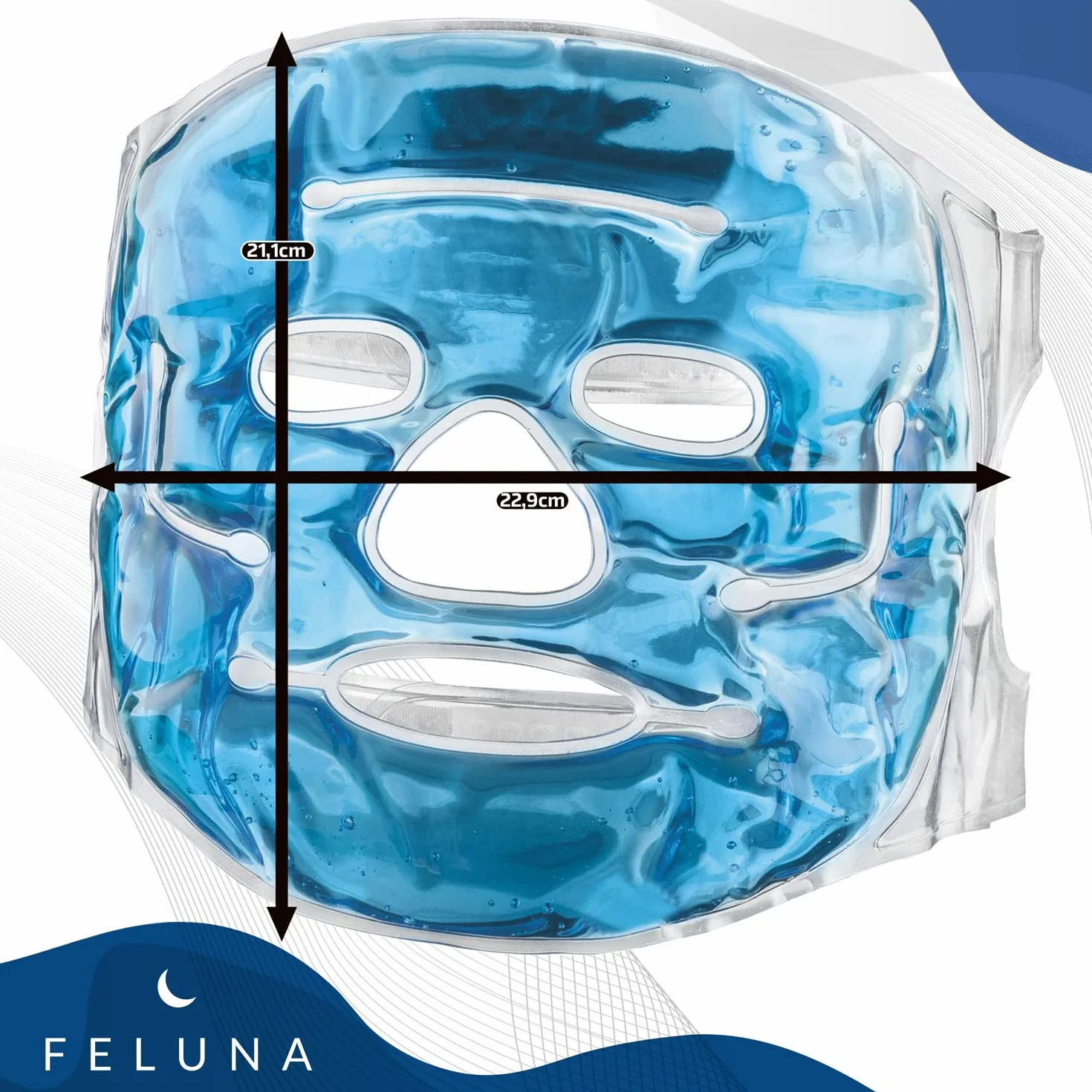 Feluna® Żelowa maseczka relaksująca na twarz, Maseczka wellness do terapii zimnem, Maska chłodząca na oparzenia słoneczne i alergie, Maska relaksująca na migrenę i ból głowy (maska na twarz)