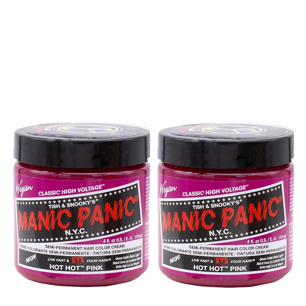 Manic Panic Classic Cream Hot Pink, wegańska i nietestowana na zwierzętach półtrwała farba do włosów, 2 x 118 ml