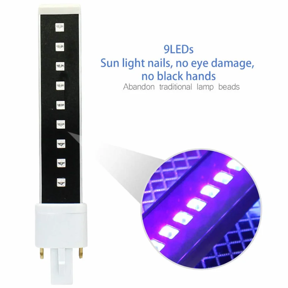 Lipcowy Cosiki Lampa do paznokci UV LED, 365 + 405 nm, podwójne źródło światła 9 W, suszarka do paznokci z żelem utwardzającym, lampa zastępcza rurkę
