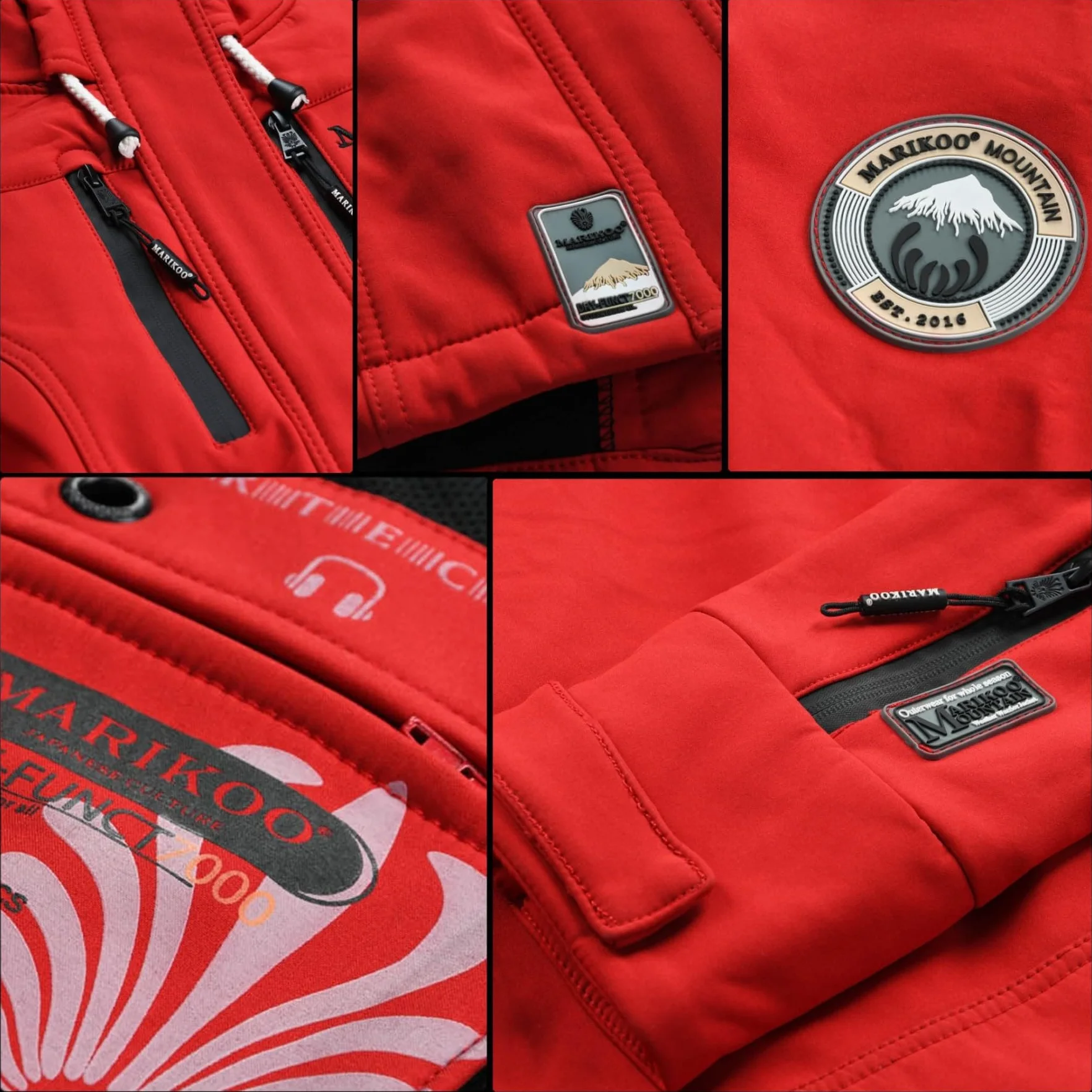 MARIKOO damska kurtka zimowa, zimowy płaszcz outdoorowy, wodoodporny, Softshell B614