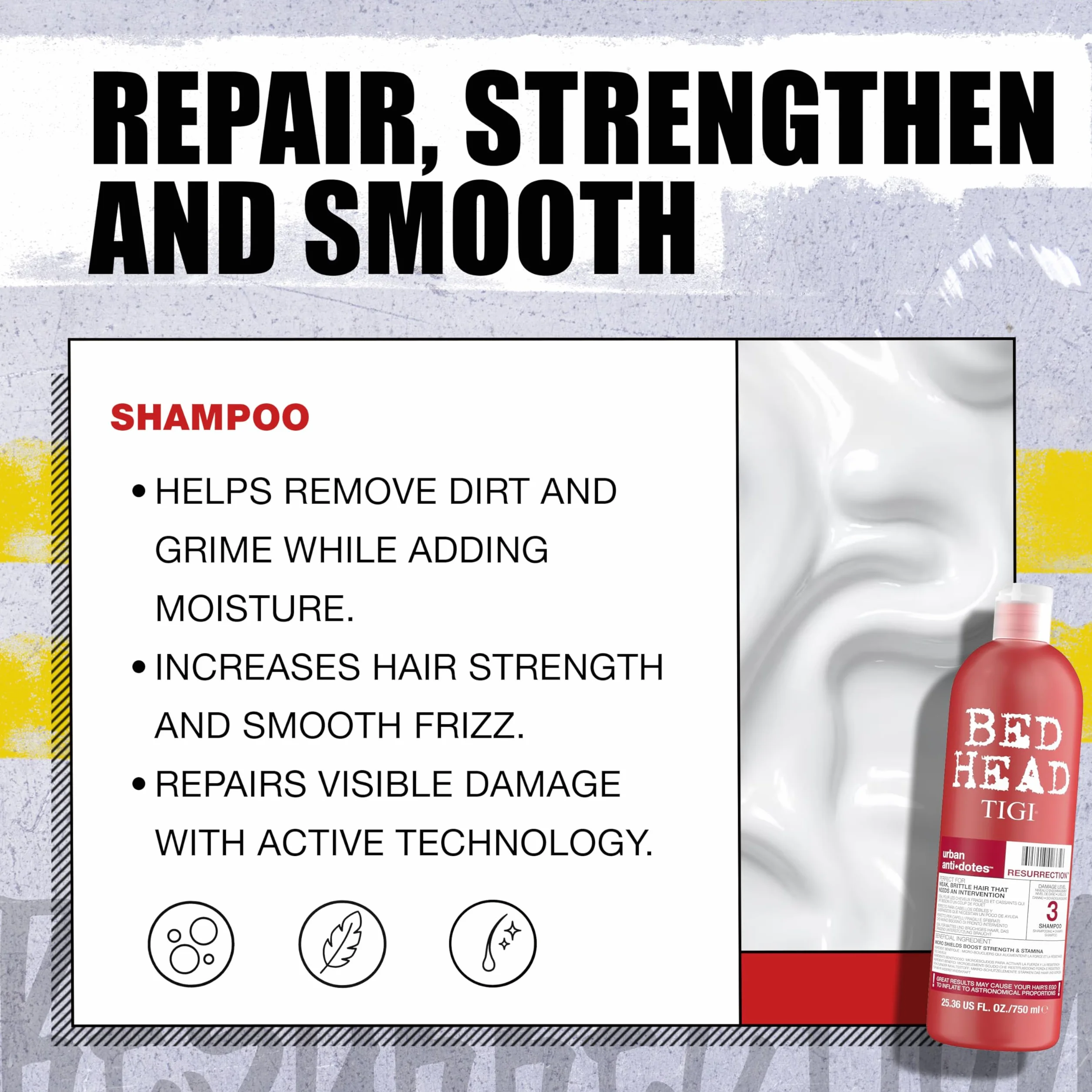 Tigi Bed Head Urban Antidotes Resurrection, Szampon i Odżywka do Włosów Zniszczonych, 2 x 750 ml