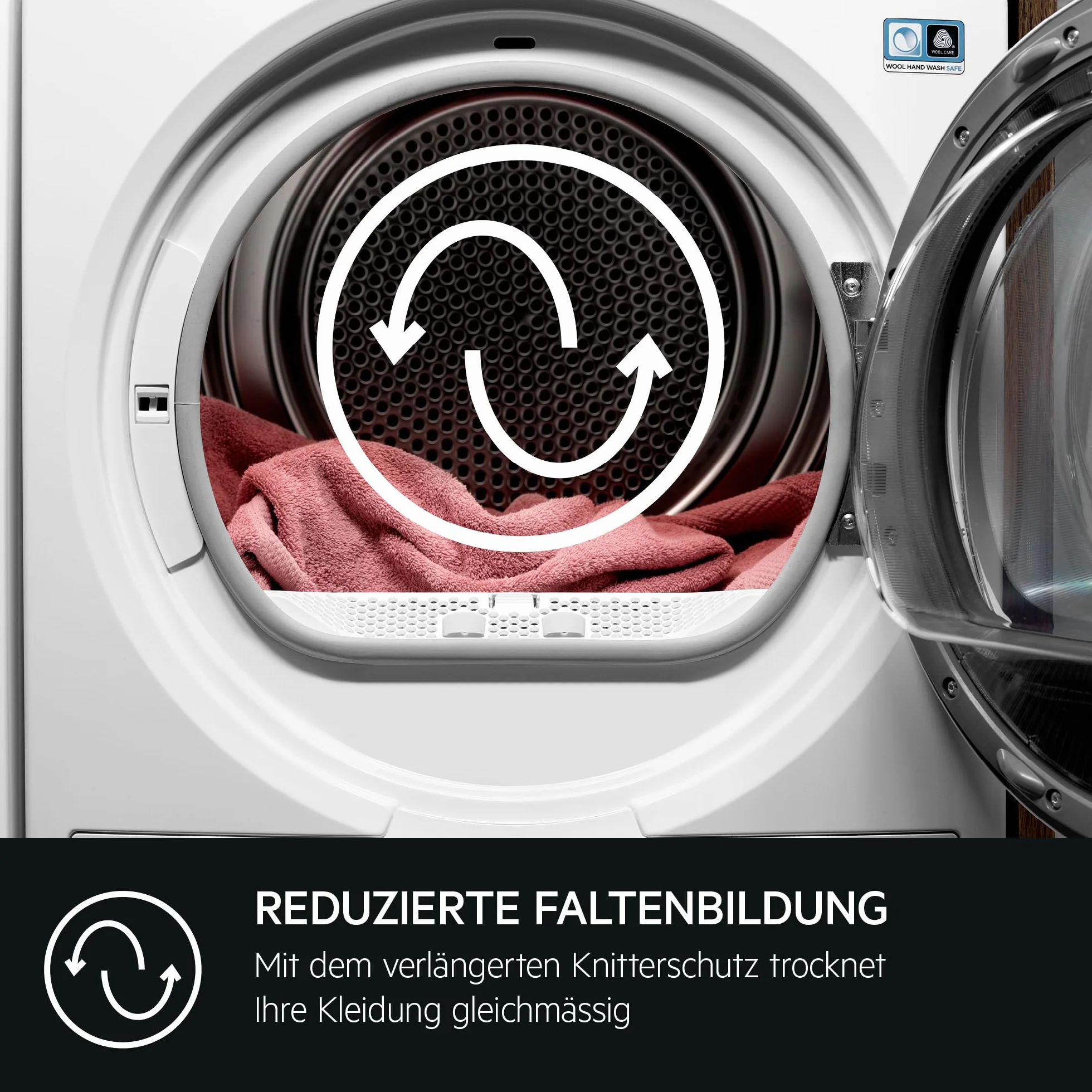 AEG Suszarka z pompą ciepła 8 kg – seria 9000 AbsoluteCarePlus suszenie puchu – zwycięzca testu Stiftung Warentest – skanowanie 3D – badanie wilgotności resztkowej – A+++ – energooszczędna –