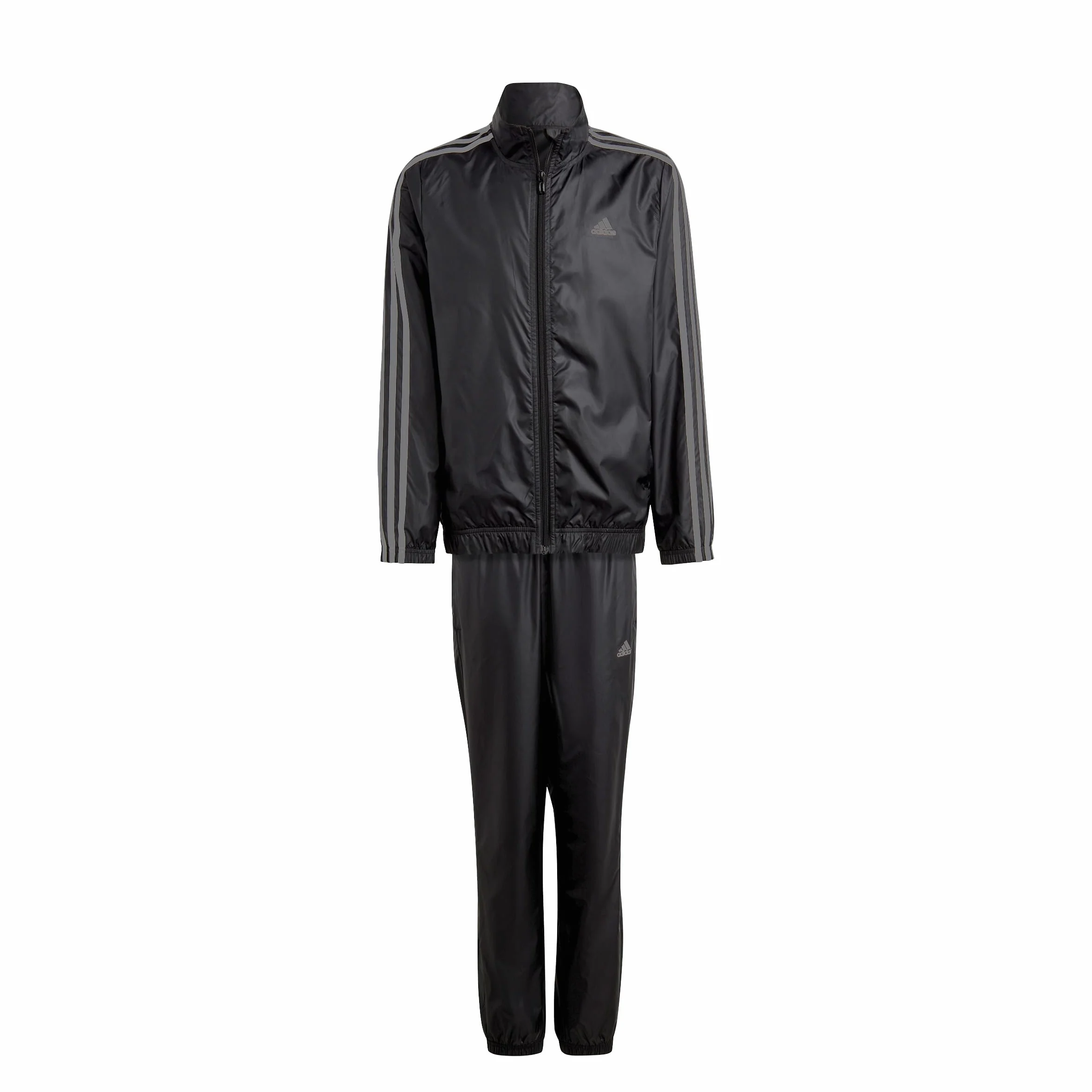 adidas Uniseks - dzieci Essentials 3-Stripes Woven Track Suit, black/mgh solid grey, 7-8 Years