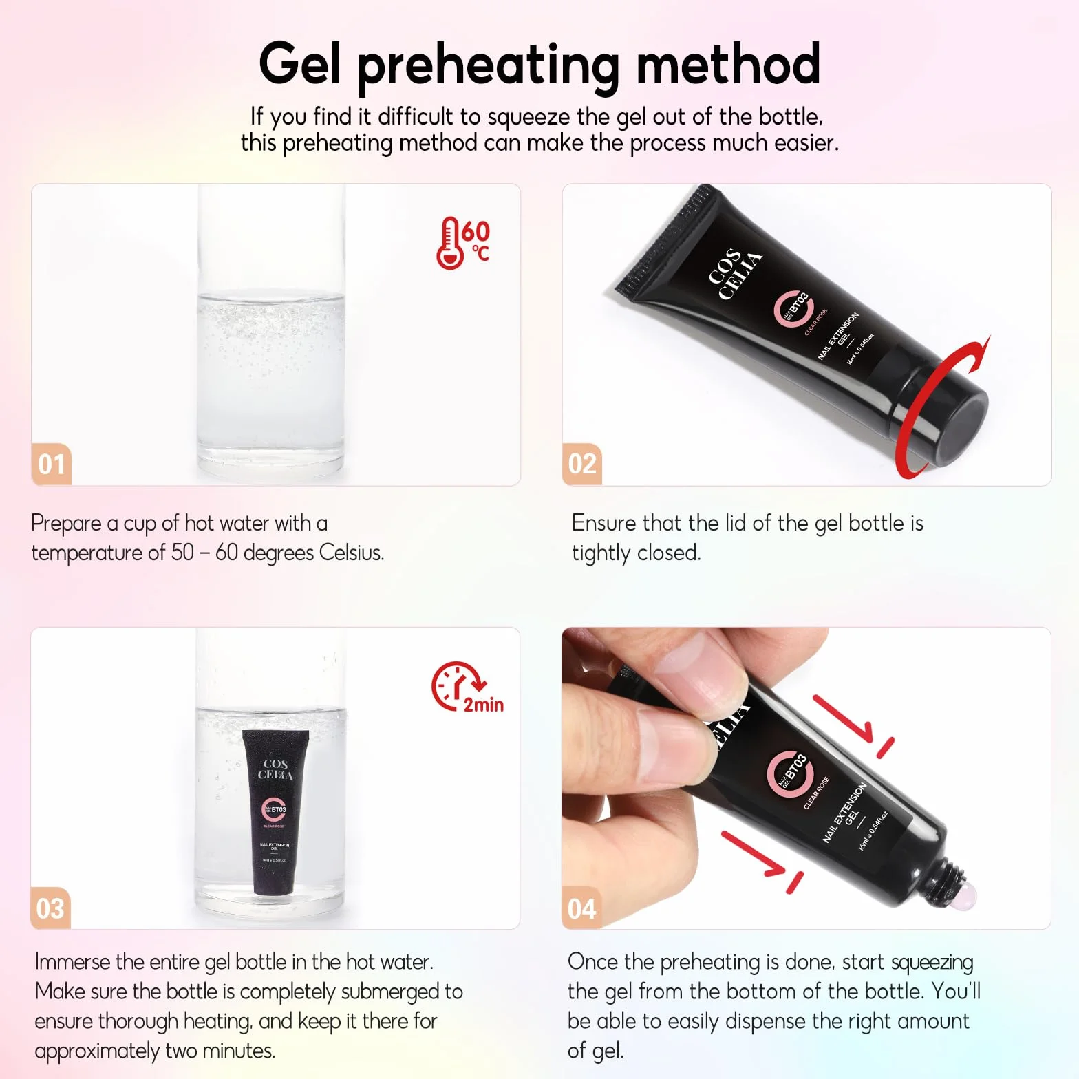 COSCELIA Zestaw do przedłużania paznokci żelowych 4x16ml Poly żel z lampą Top Coat Base Nail Mold
