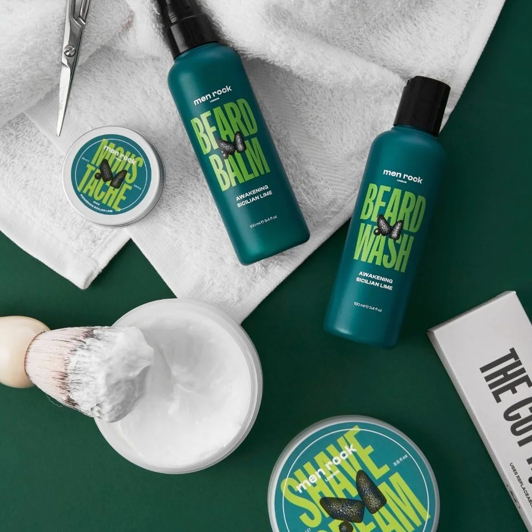 Men Rock Sicilian Lime Shave Cream for a Classy Wet Shaving Experience, Deeply Hydrates and Nourishes Skin, Zesty Sicilian Lime and Spicy Black Pepper Fragrance 100ml