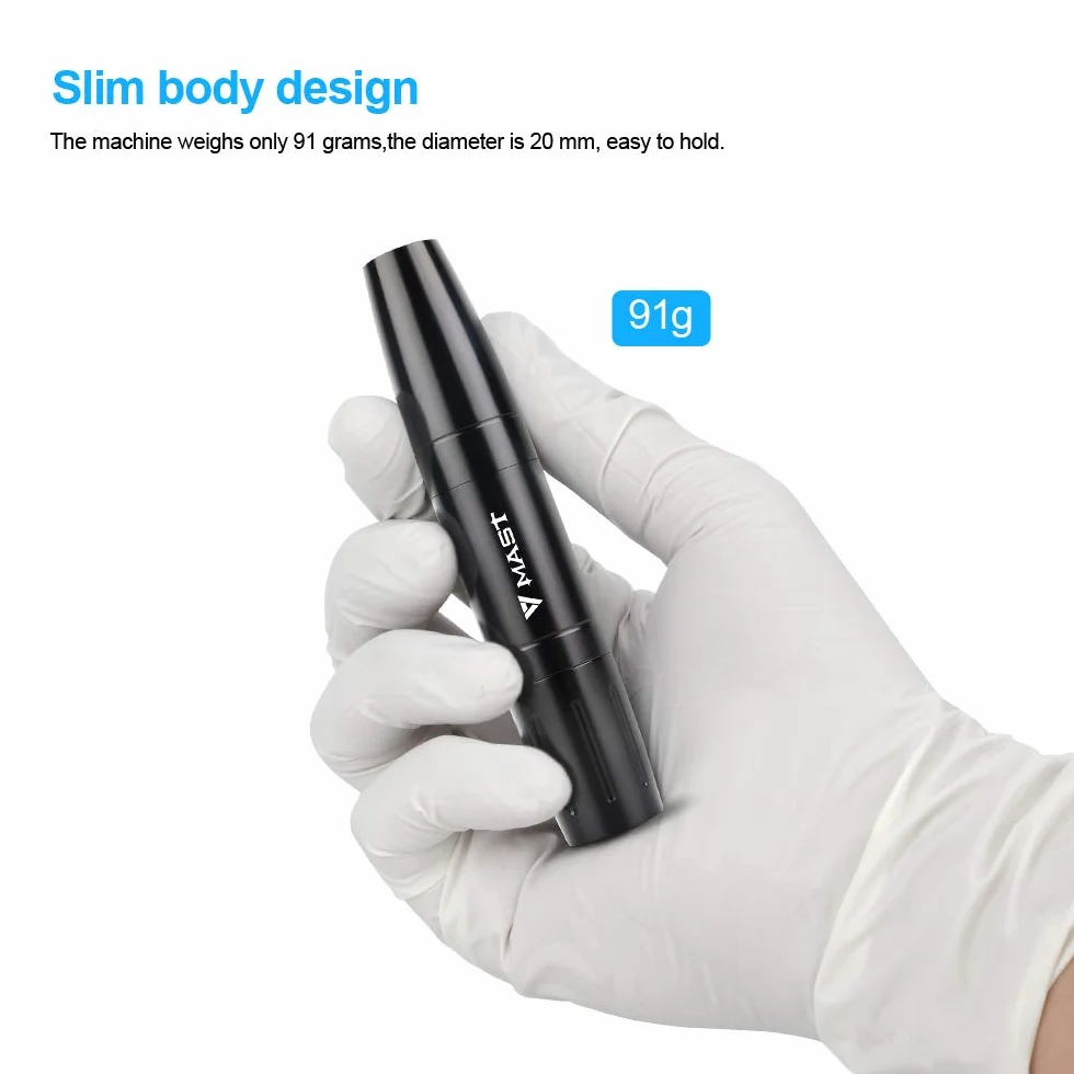 Mast Tattoo Maschine Pen Rotary Tattoo Pen Interchangeable 2.0mm and 3.0mm Stroke Microblading Pen Tattoo for Eyebrow Eyeliner Lip with RCA Cable (pink)