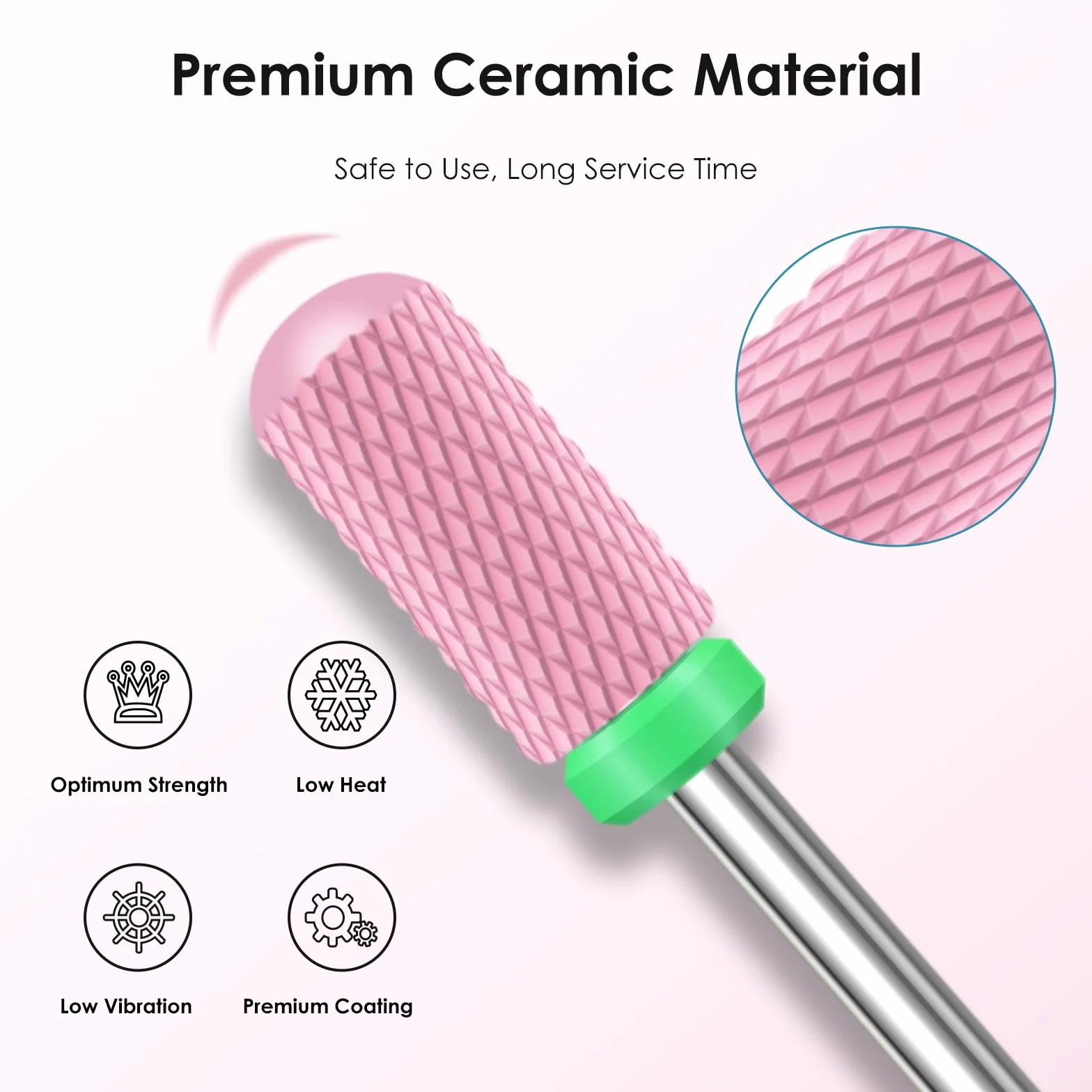 Depvko 10 sztuk ceramicznych wierteł do paznokci, 3/32 '' profesjonalne elektryczne frezy do manicure pedicure, zestaw do paznokci akrylowych żelowych, wiertło do skórek bezpieczeństwa, różowy