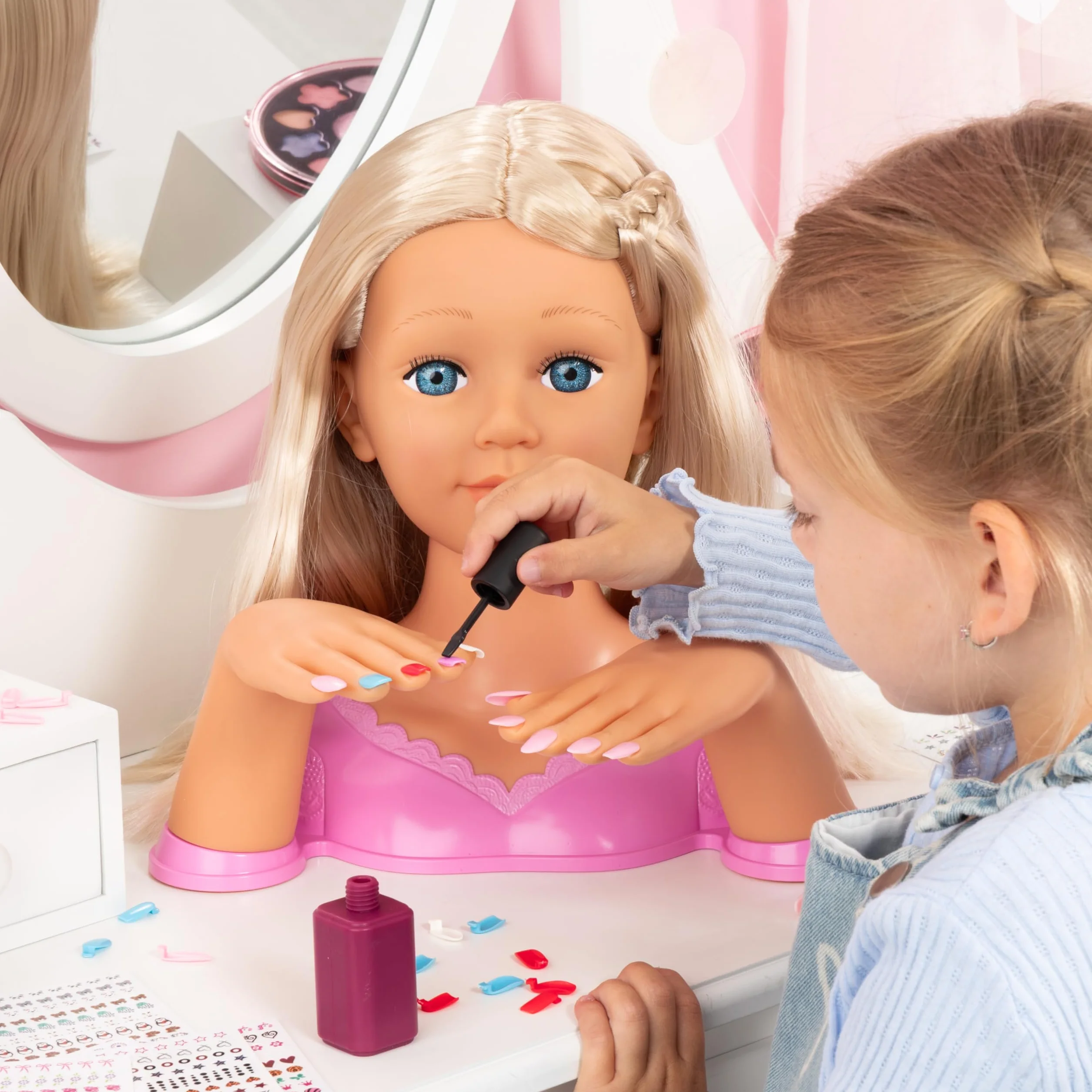 Bayer Design 90090AA Charlene Magic Nails glowica do stylizacji o wysokosci z dłońmi i paznokciami, makijaż, akcesoria do włosów, naklejki, 30 cm