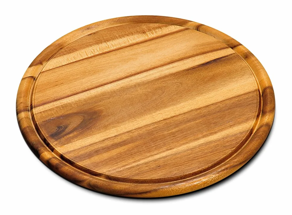 KESPER 28444 zestaw 1 talerzy do mięsa z drewna akacjowego, Ø 30 cm, certyfikat FSC, nadaje się również jako taca do pizzy lub deska do krojenia