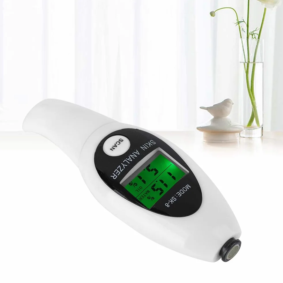 Analizator skóry z cyfrowymi wyświetlaczami LCD, analizator skóry Monitor wilgotności skóry do pielęgnacji skóry, wysoce wrażliwy tester skóry twarzy Cyfrowe urządzenie pomiarowe do salonu (biały)