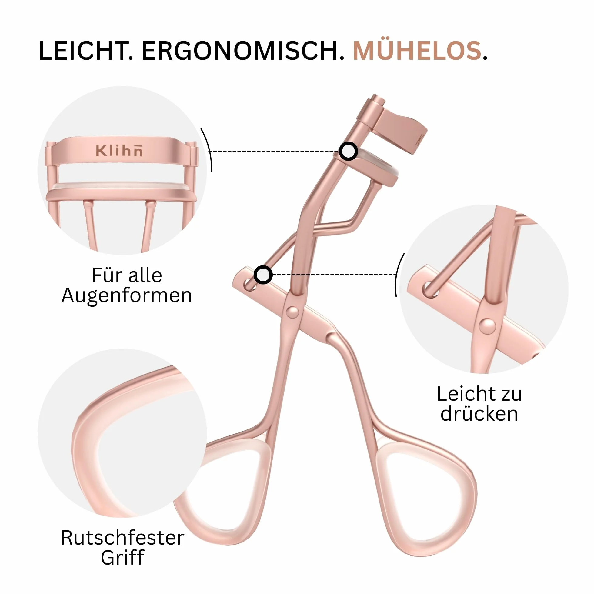 Ekskluzywna zalotka do rzęs, eyelash curler z 8 dodatkowymi wymiennymi silikonowymi nakładkami - Narzędzie do makijażu z wysokiej jakości stali węglowej idealnie podkręconych rzęs wykonane