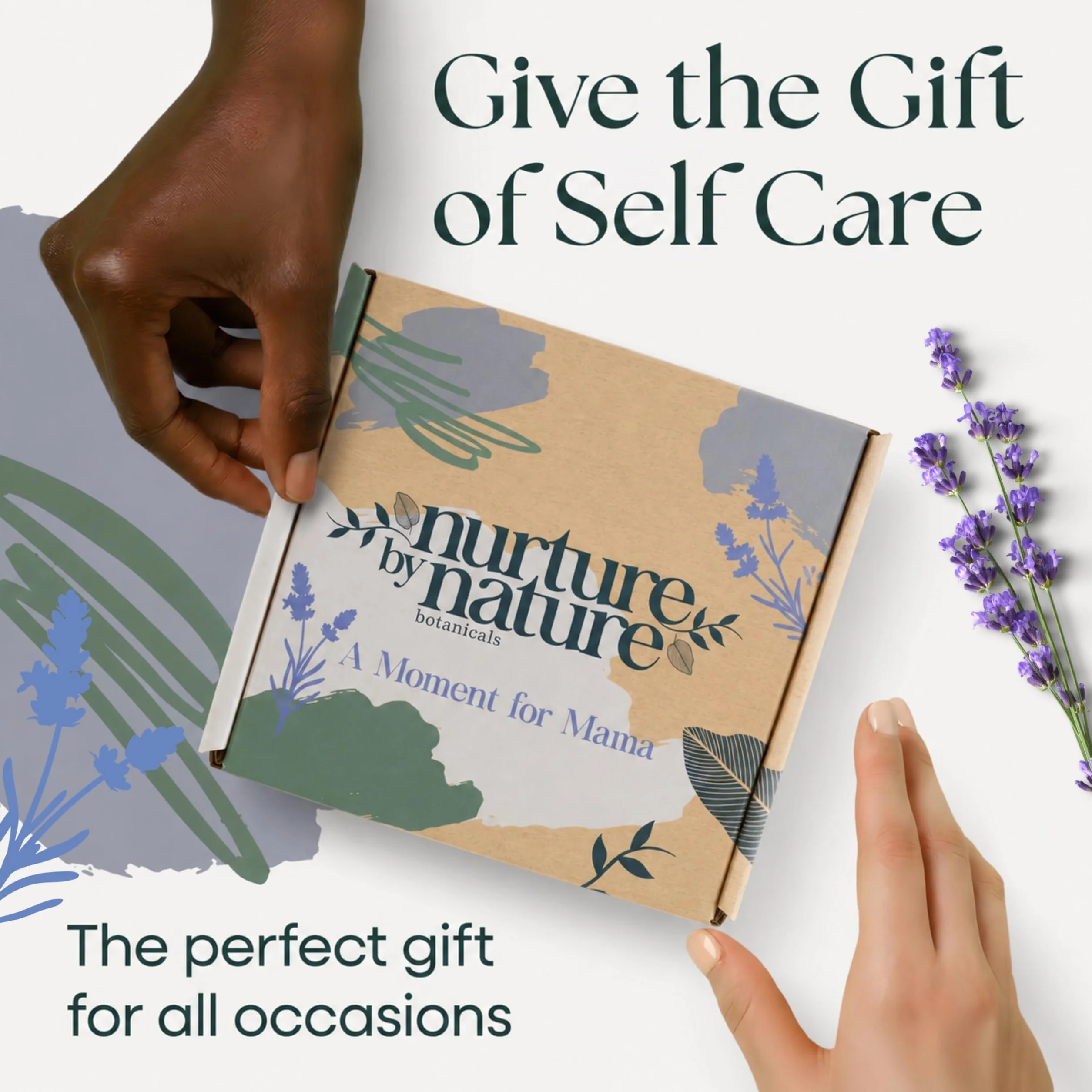 Nurture by Nature Moment for Mama Gift Set Body Butter Shower Oil Essential Oil Roll on Epsom Bath Salts Silk Eye Mask Pregnancy Gift
