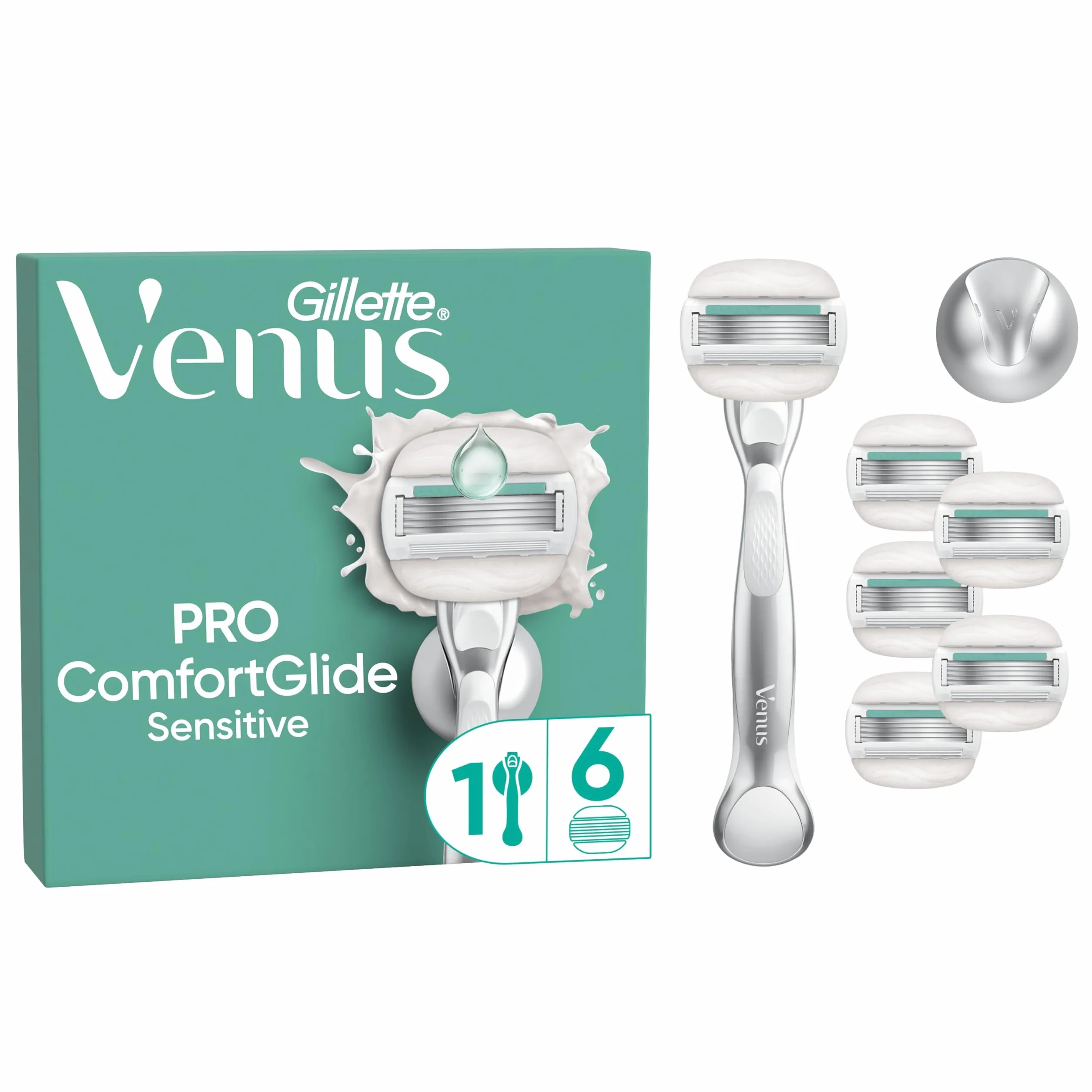 Gillette Venus ComfortGlide 5 Sensitive golarka damska, 6 zapasowych ostrzy
