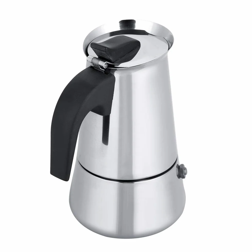 Ekspres do Moka ze Stali Nierdzewnej, Wygodny Dzbanek do Kawy w Domu, Oszczędzaj Czas na Pracowity Poranek Dzięki Szerokiemu Dnie, do Biura, 100-450ml (300ML)