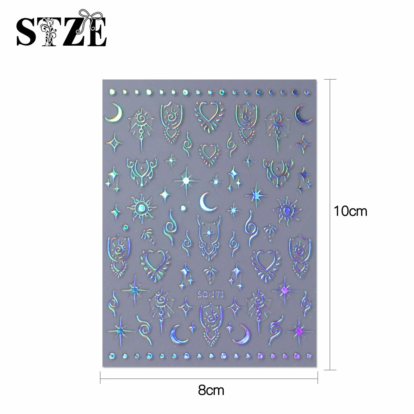 JMEOWIO Aurora Holograficzny Księżyc Gwiazda Nail Art naklejka 8 arkuszy naklejek na paznokcie samoprzylepne dekoracje do paznokci