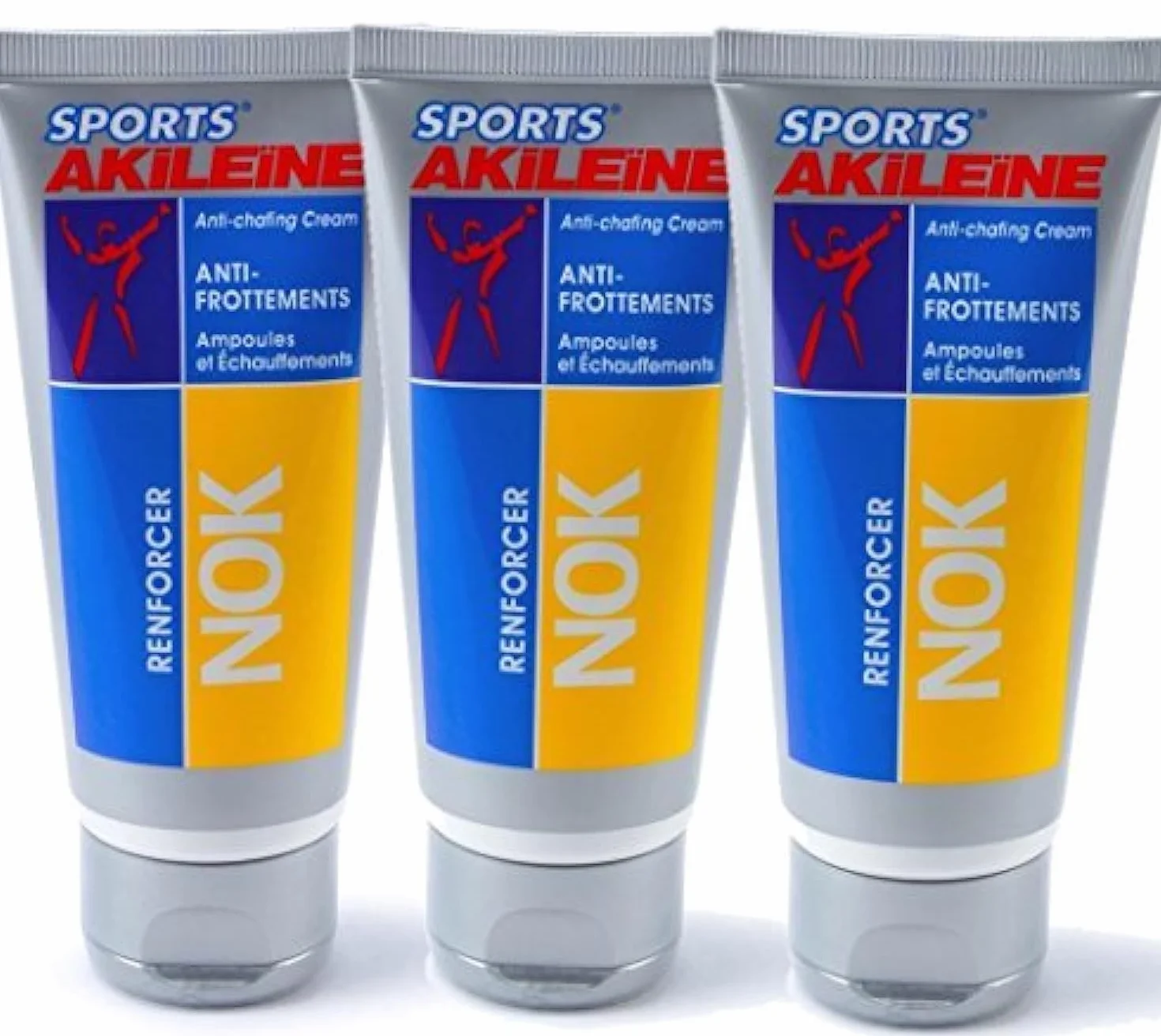 Akileïne Sports NOK krem zapobiegający otarciom, opakowanie 3 x 75 ml