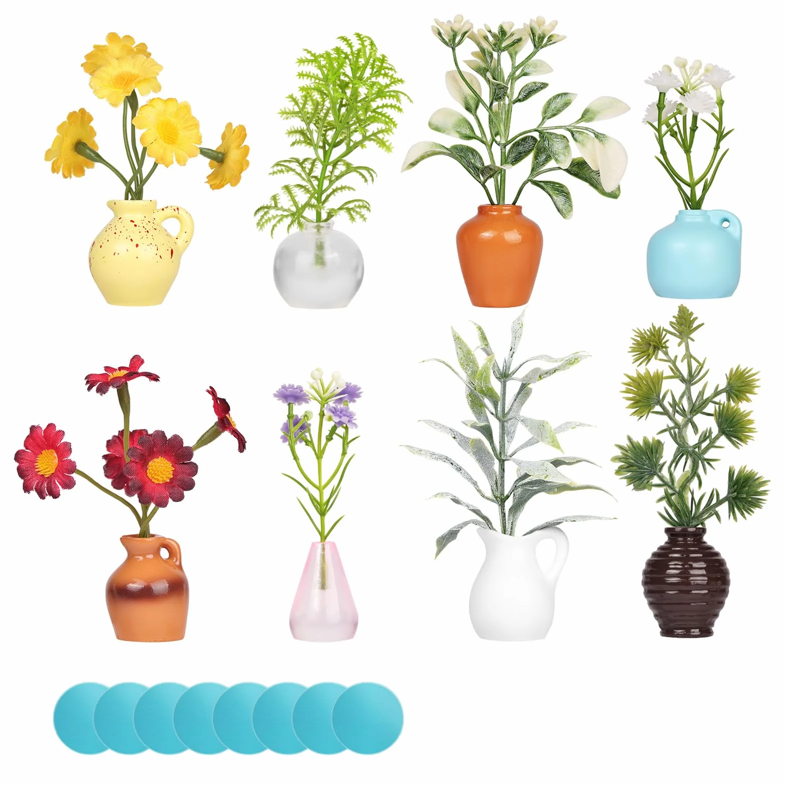 Flintronic Mini wazon z magnesem, 8 sztuk "zrób to sam", ceramiczne wazony 3D, magnesy na lodówkę, magnesy z tworzywa sztucznego, suszone kwiaty, magnetyczne, mini magnesy z żywicy, na akcesoria do