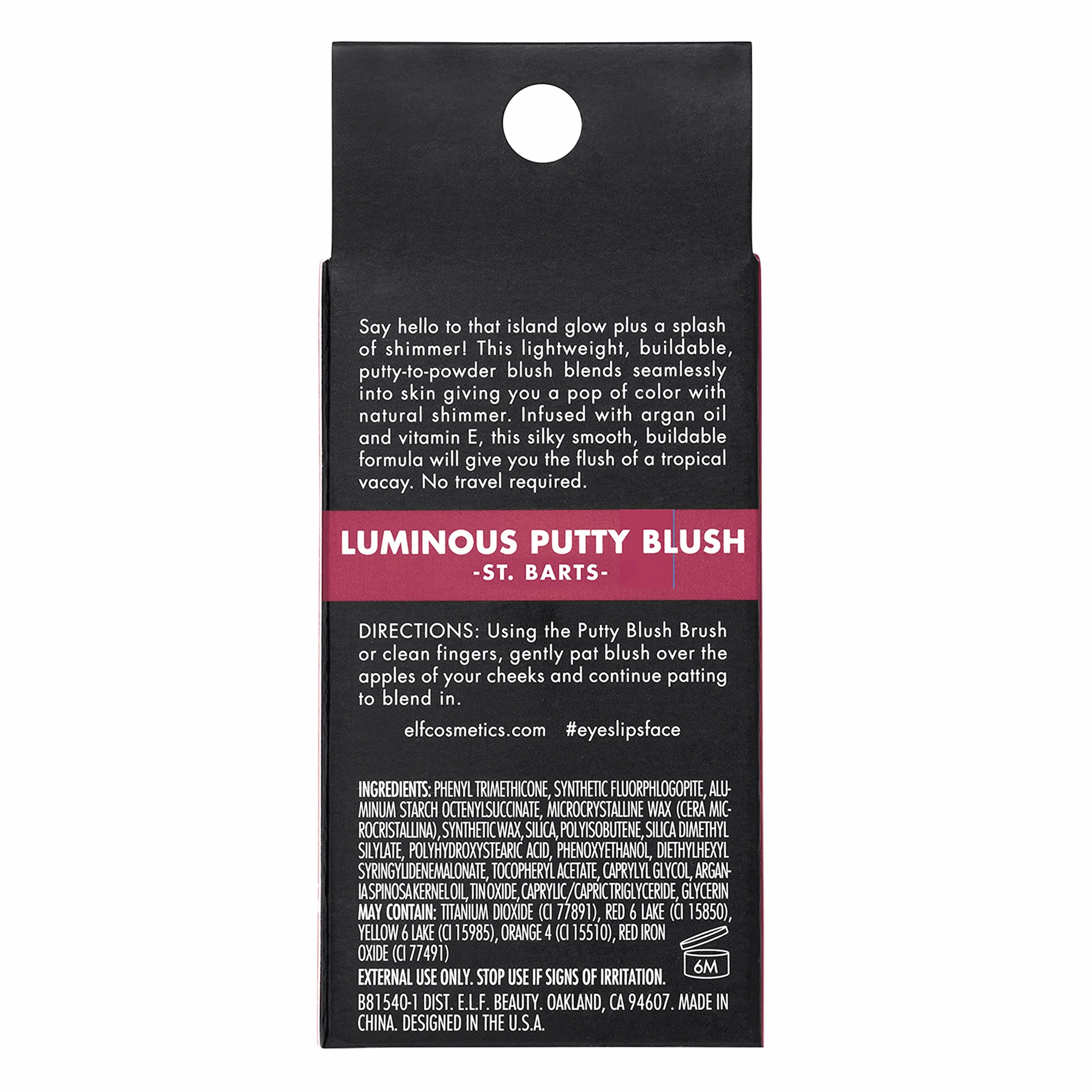e.l.f. Luminous Putty Blush, Putty To Powder Blush z błyszczącym wykończeniem, lekka, do zbudowania formuła, St. Barts