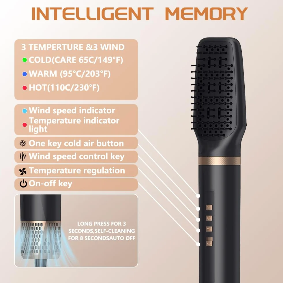 Aolso 5 w 1 Air Styler, suszarka do włosów, automatyczna lokówka powietrza, 3 regulowane temperatury, wielofunkcyjny system suszenia i stylizacji do suszenia, kręcenia, prostowania