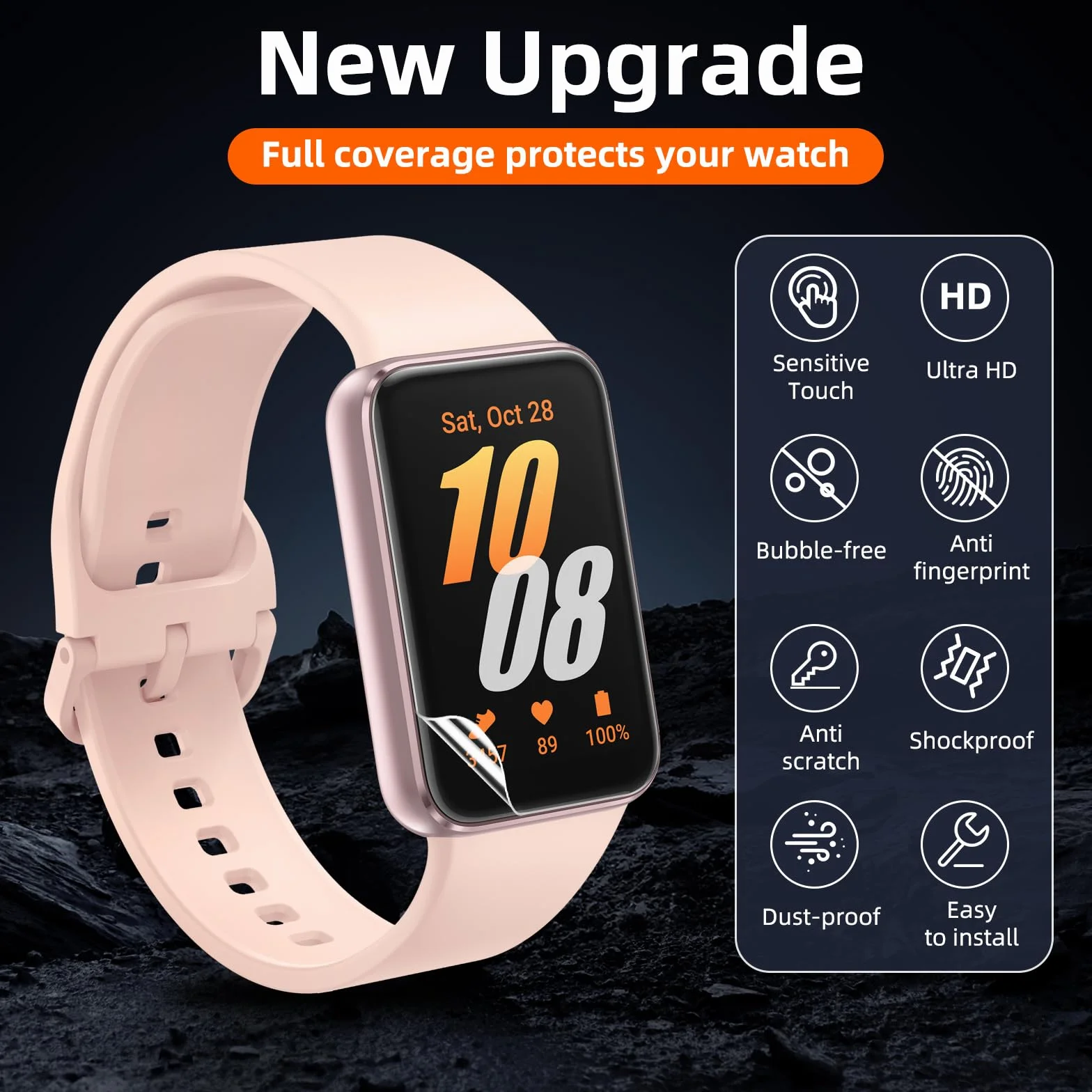 Vauki 4 sztuki folii ochronnej do Samsung Galaxy Fit 3 ochrona ekranu, ochrona przed kurzem, miękka folia TPU na wyświetlacz bez pęcherzyków powietrza, łatwa instalacja, przezroczysta, odporna na