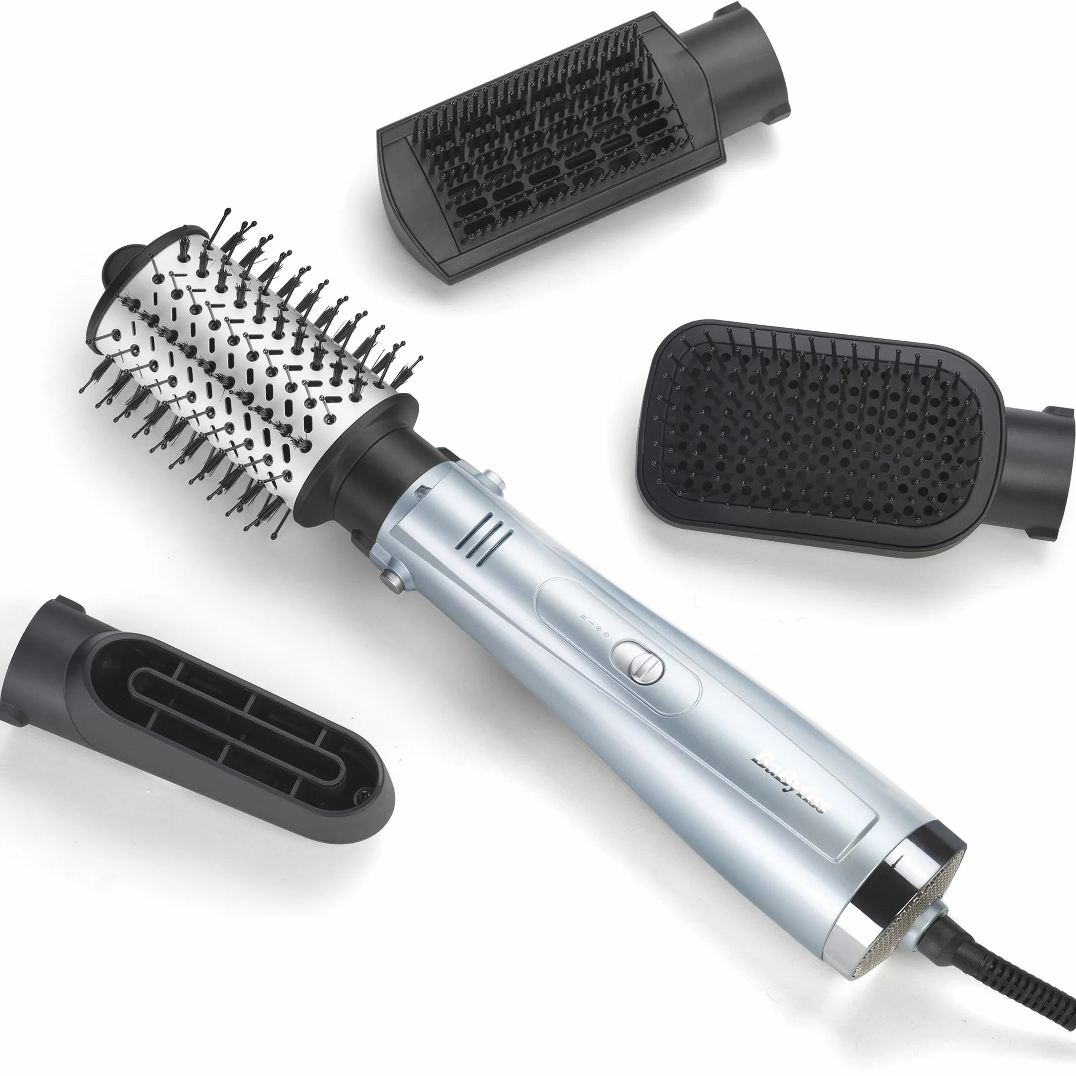 BaByliss Hydro-Fusion 4 w 1 suszarka szczotka do włosów - 1000 W Anti-Frizz Air Styler, Suszenie, Gładkość, Objętość, Prostowanie w Jednym Kroku, Niebieski, AS774E