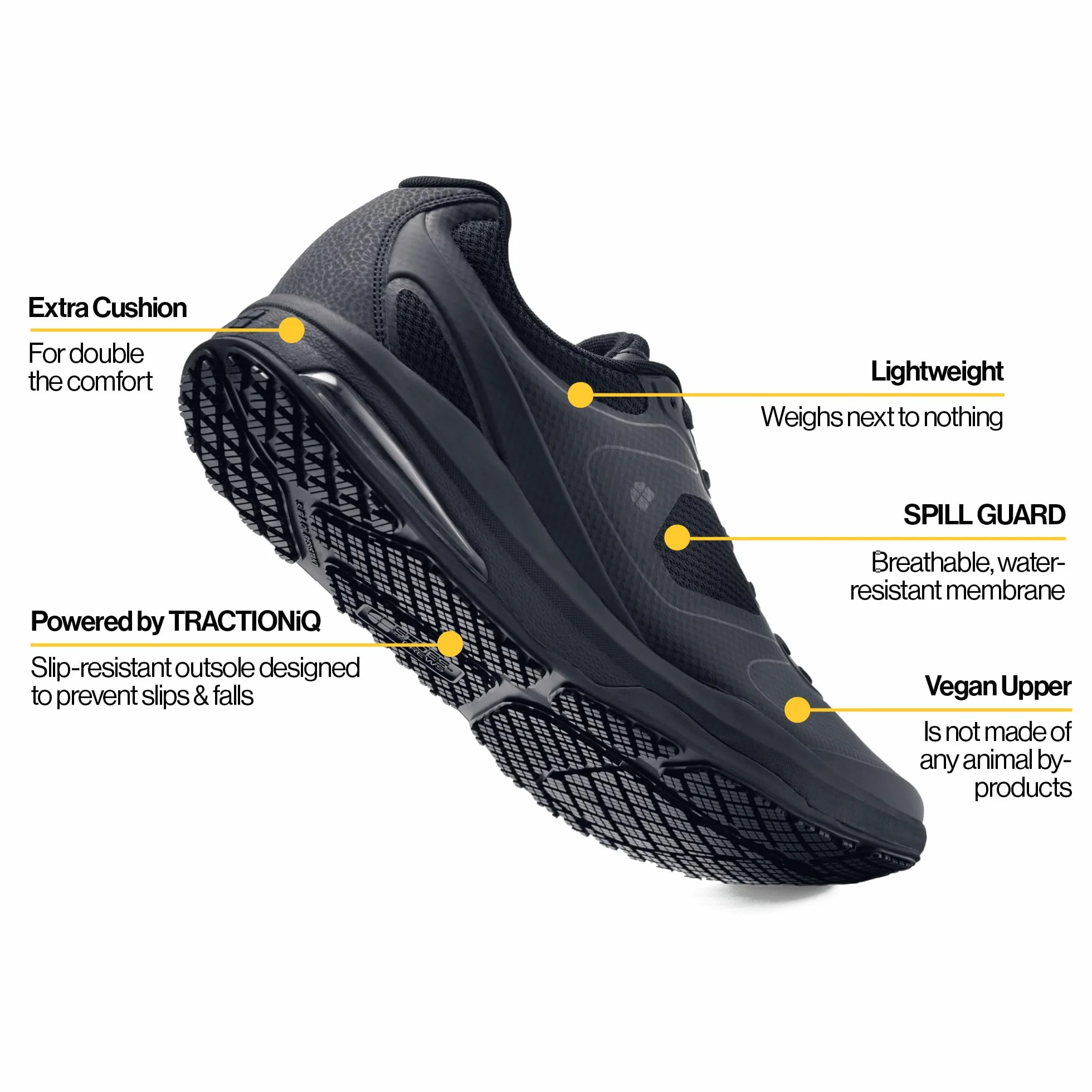 Shoes for Crews Evolution II buty dla mężczyzn z antypoślizgową podeszwą zewnętrzną i ochroną przed uderzeniami, wodoodporne i lekkie męskie buty sportowe, wegańskie, Czarny, 46.5 EU
