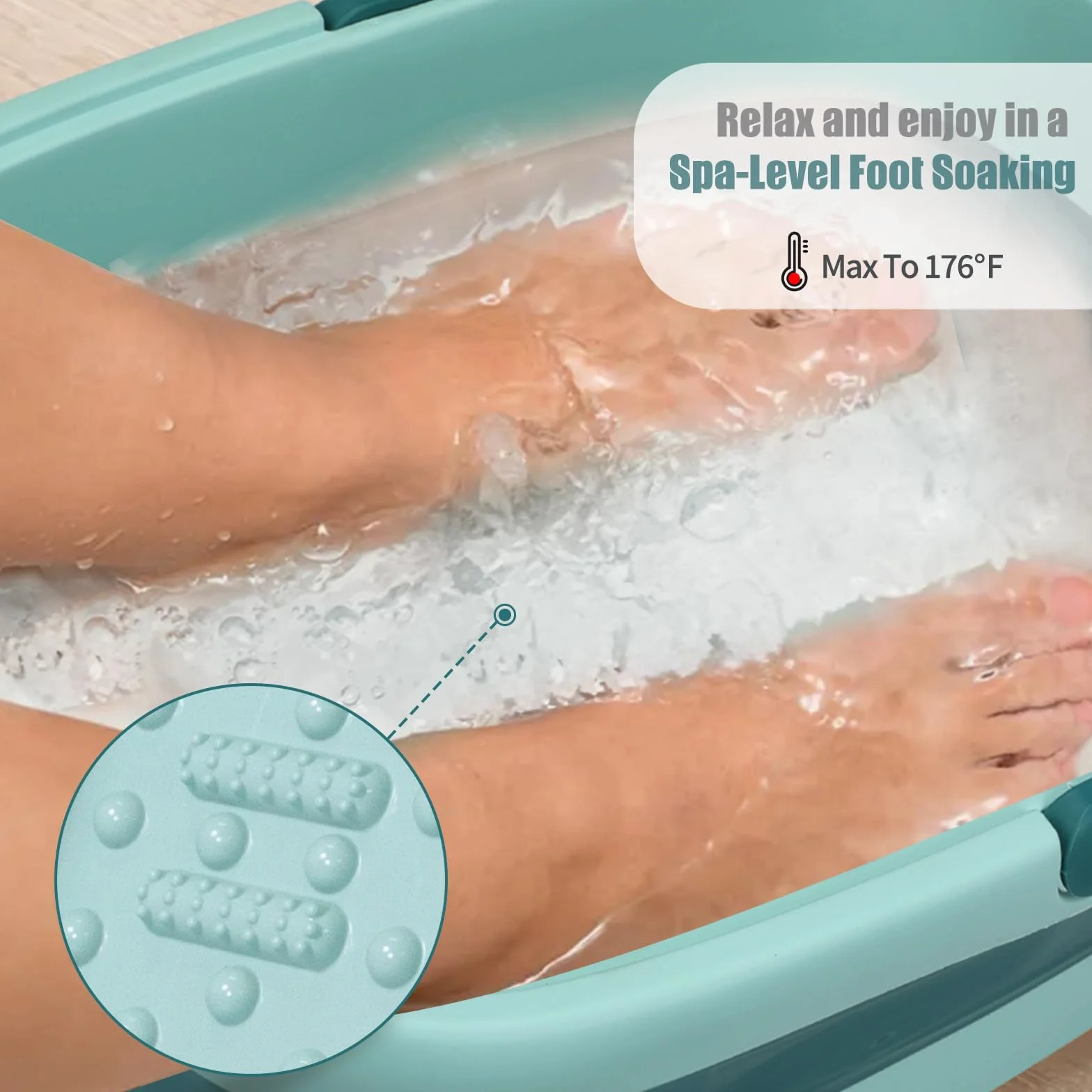 DEANIC Foot Spa, kąpiel stóp z masażerem, składana miska do pedicure z uchwytem do przenoszenia, Footspa dla kobiet i mężczyzn, miska do kąpieli stóp (Niebieski)